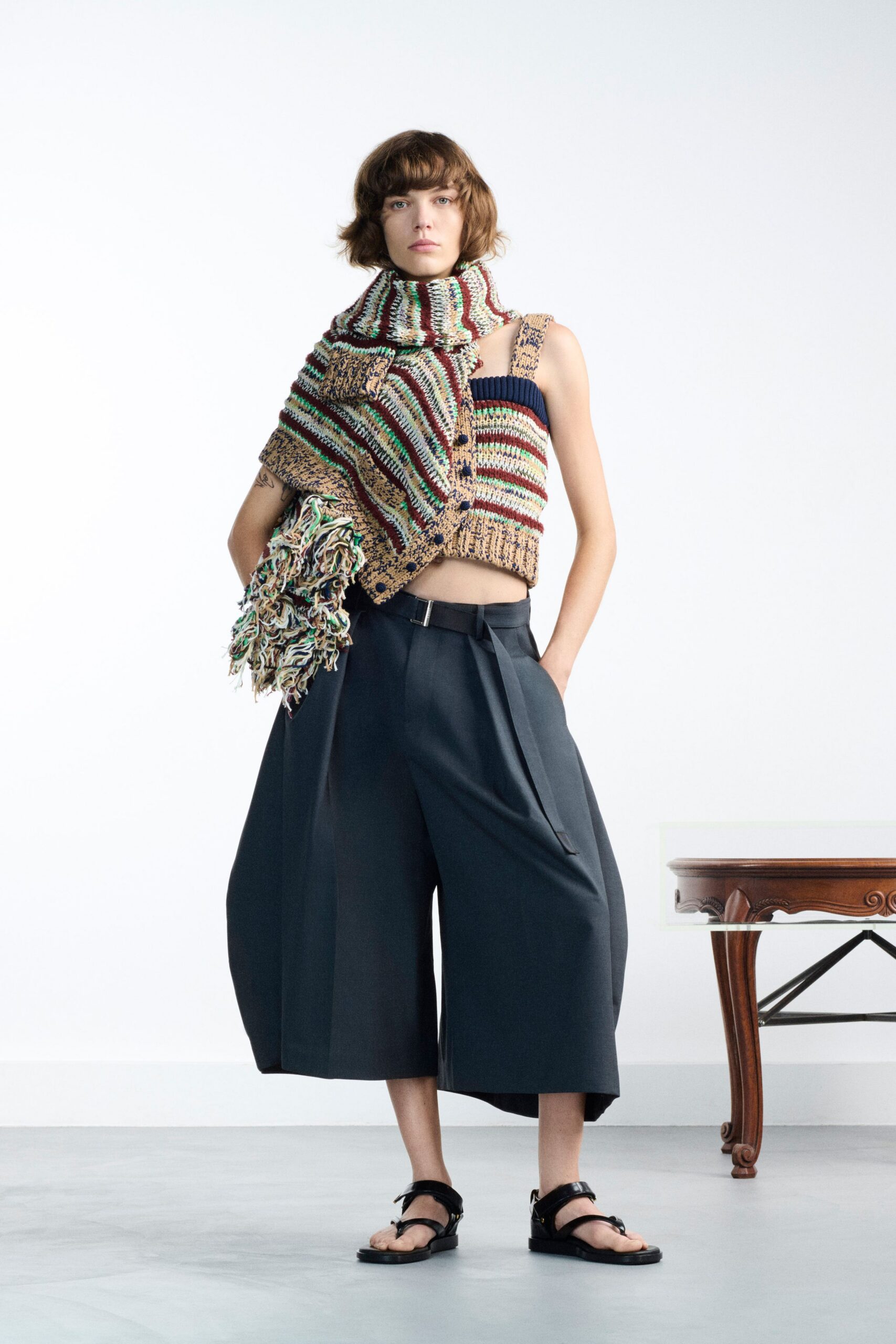 multi cotton sleeveless relaxed layered top
