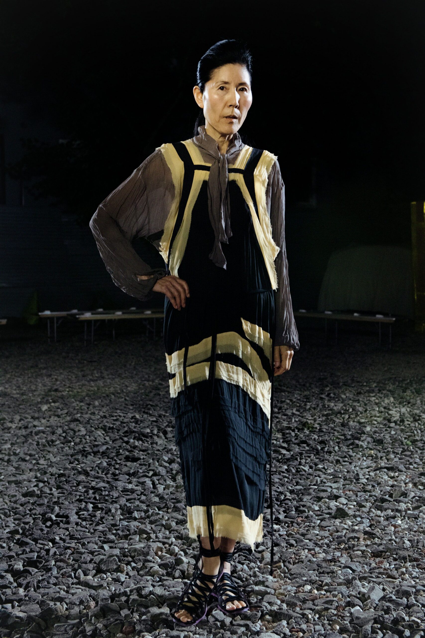 black and gold pleated midi dress