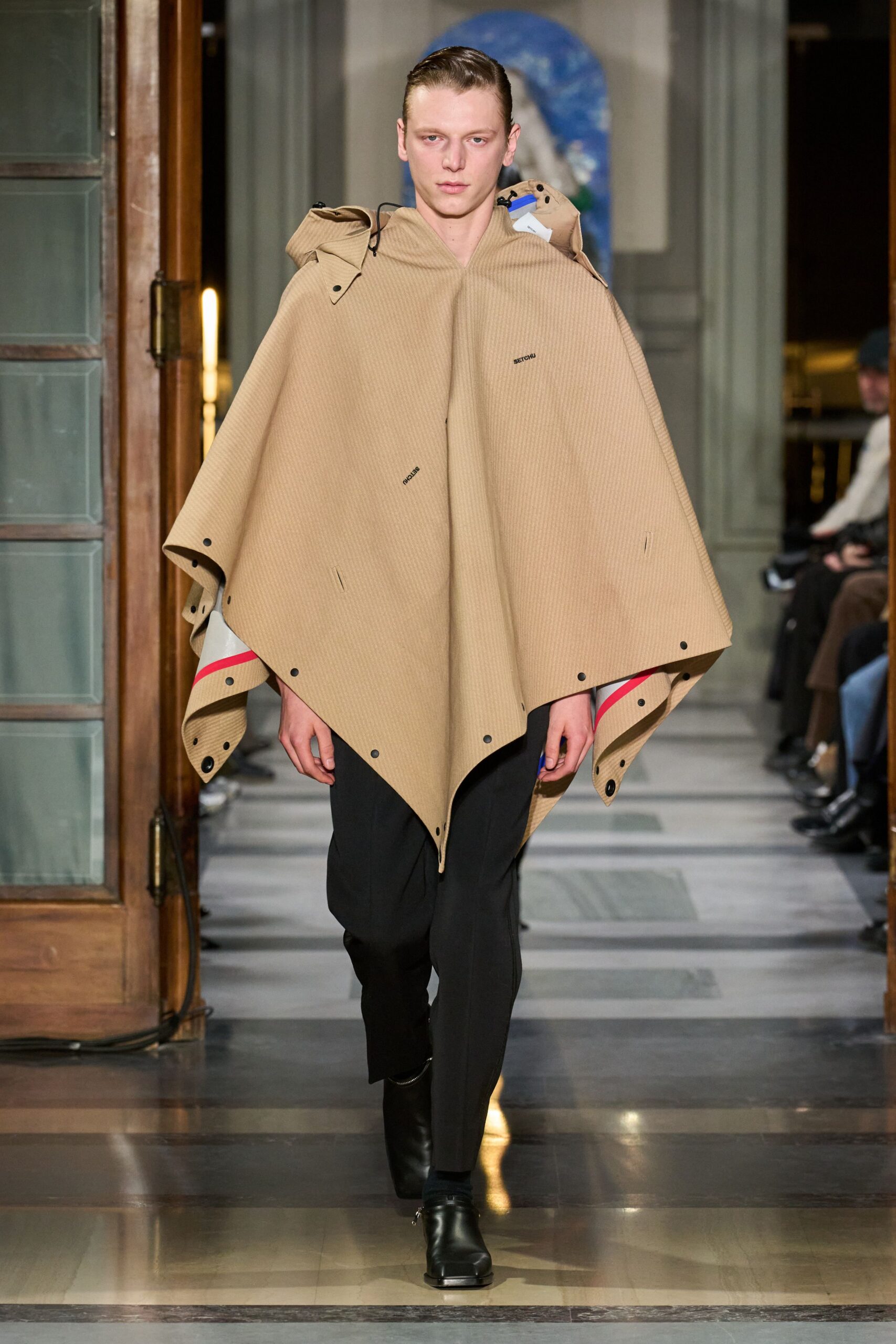beige cotton sleeveless relaxed zippered poncho