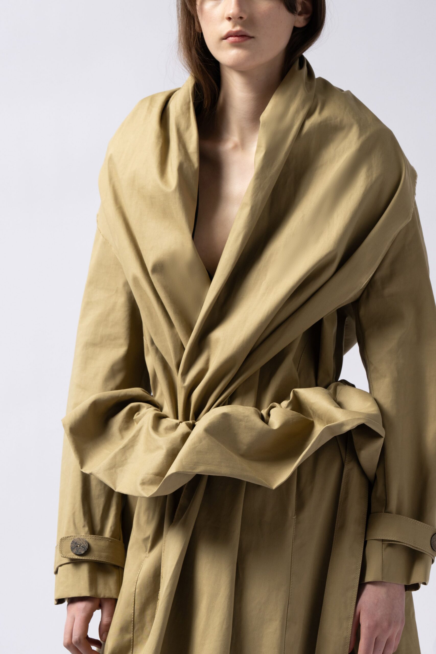 beige relaxed draped coat