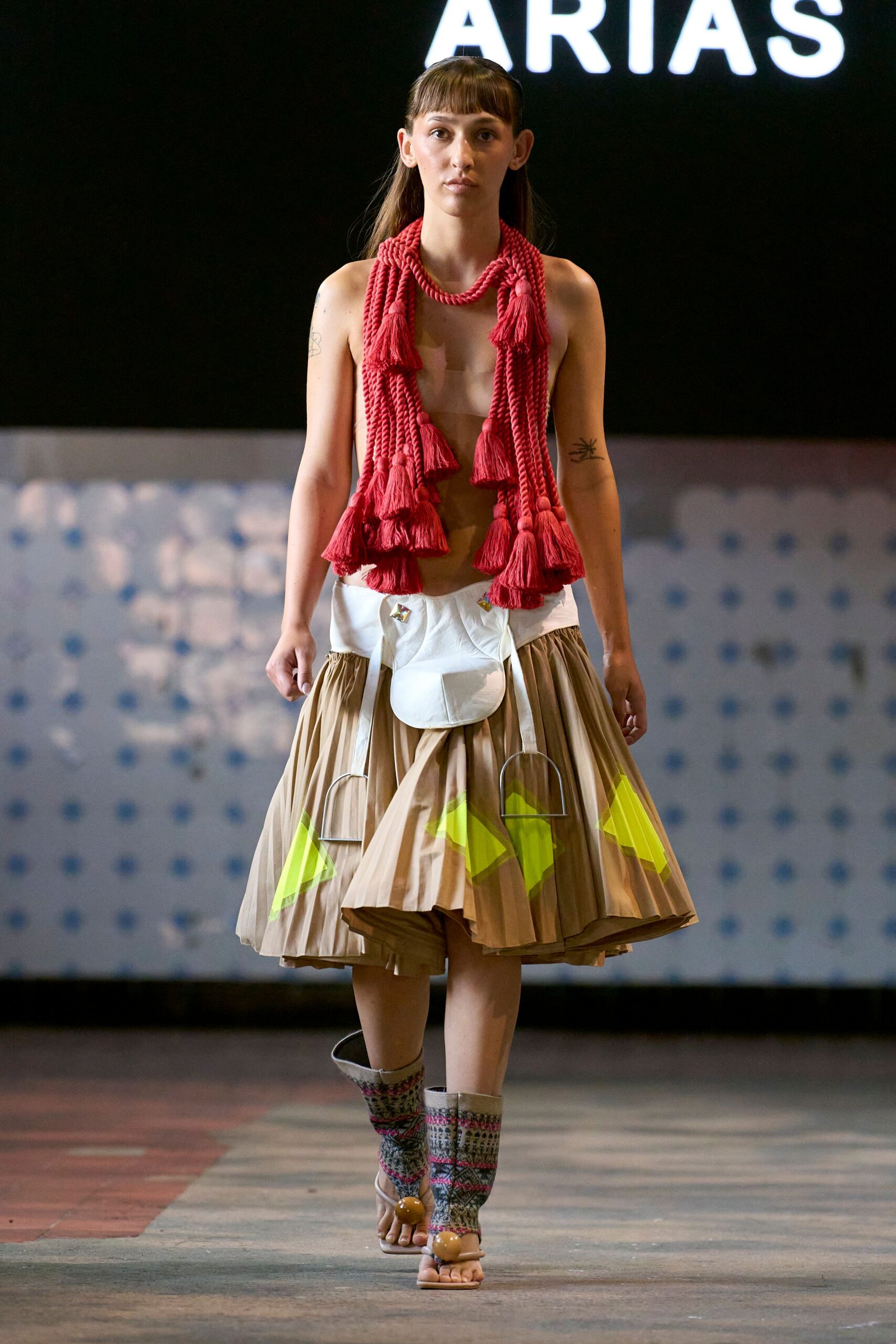 red cotton sleeveless fitted ruffled top