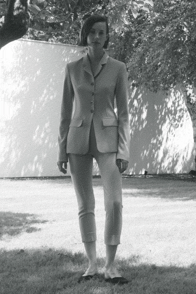 gray wool tailored straight-leg cropped pants