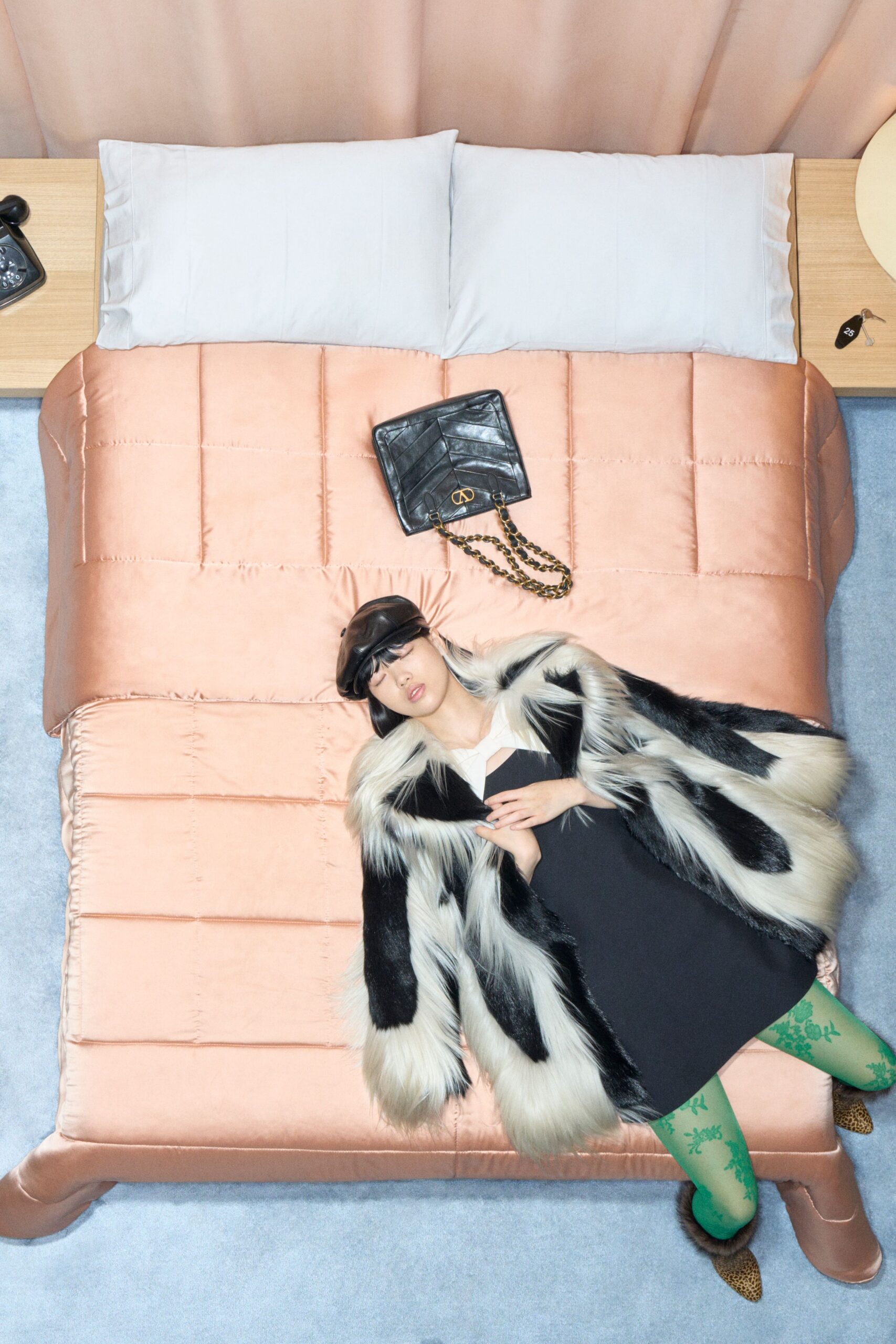 black fur relaxed fringed coat