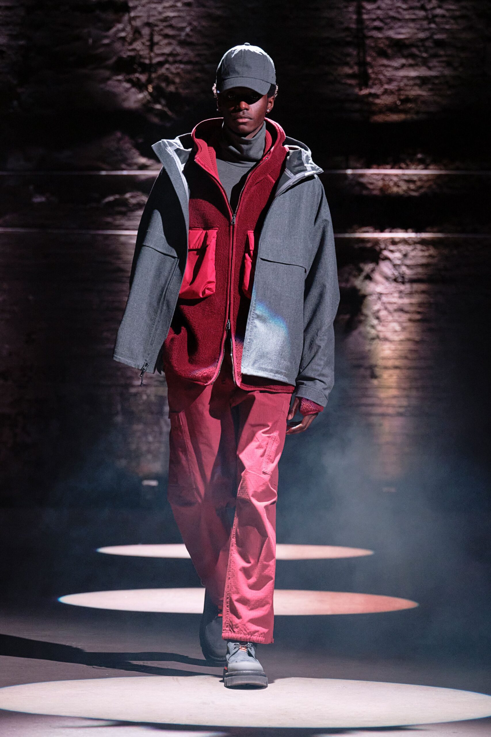 red cotton relaxed straight-leg pants