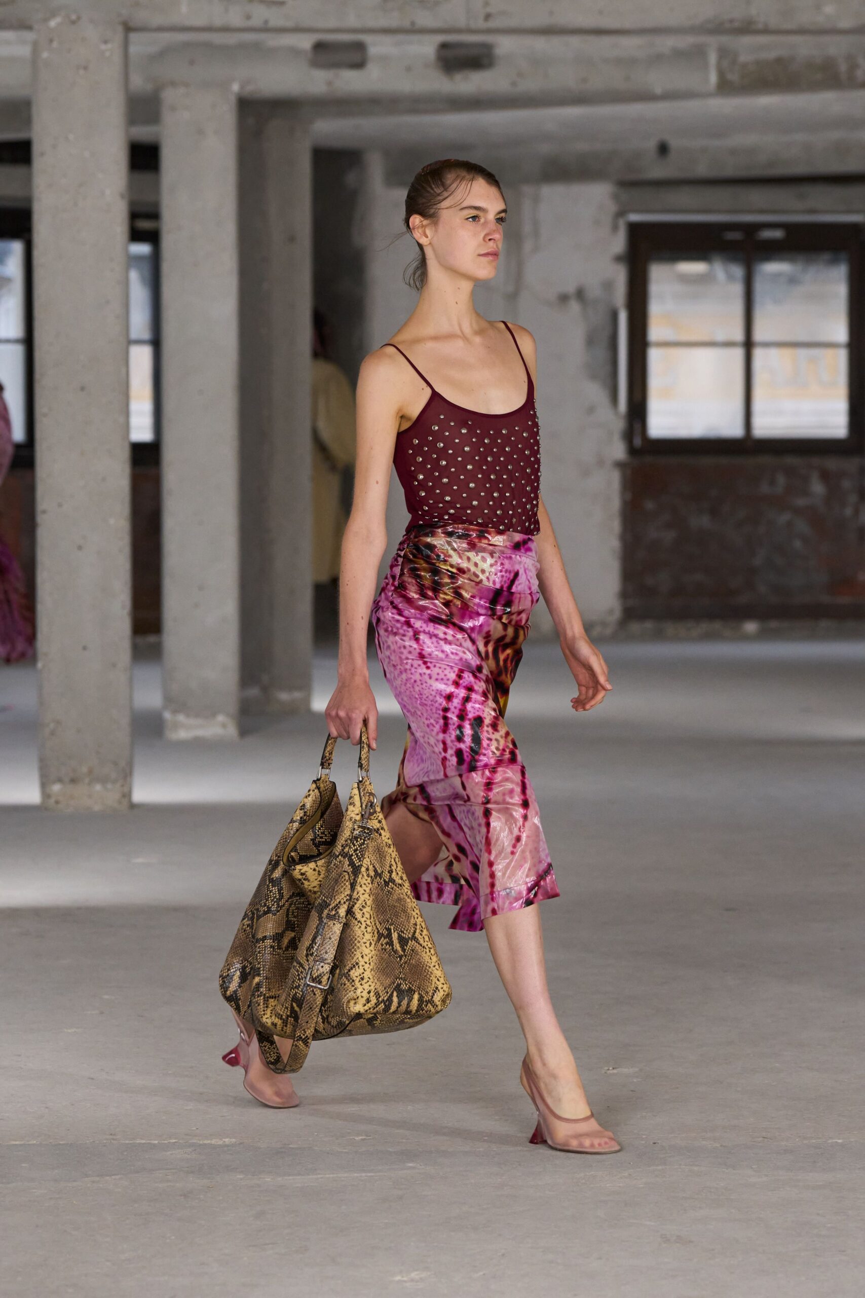 maroon cotton sleeveless v-neck fitted beaded top