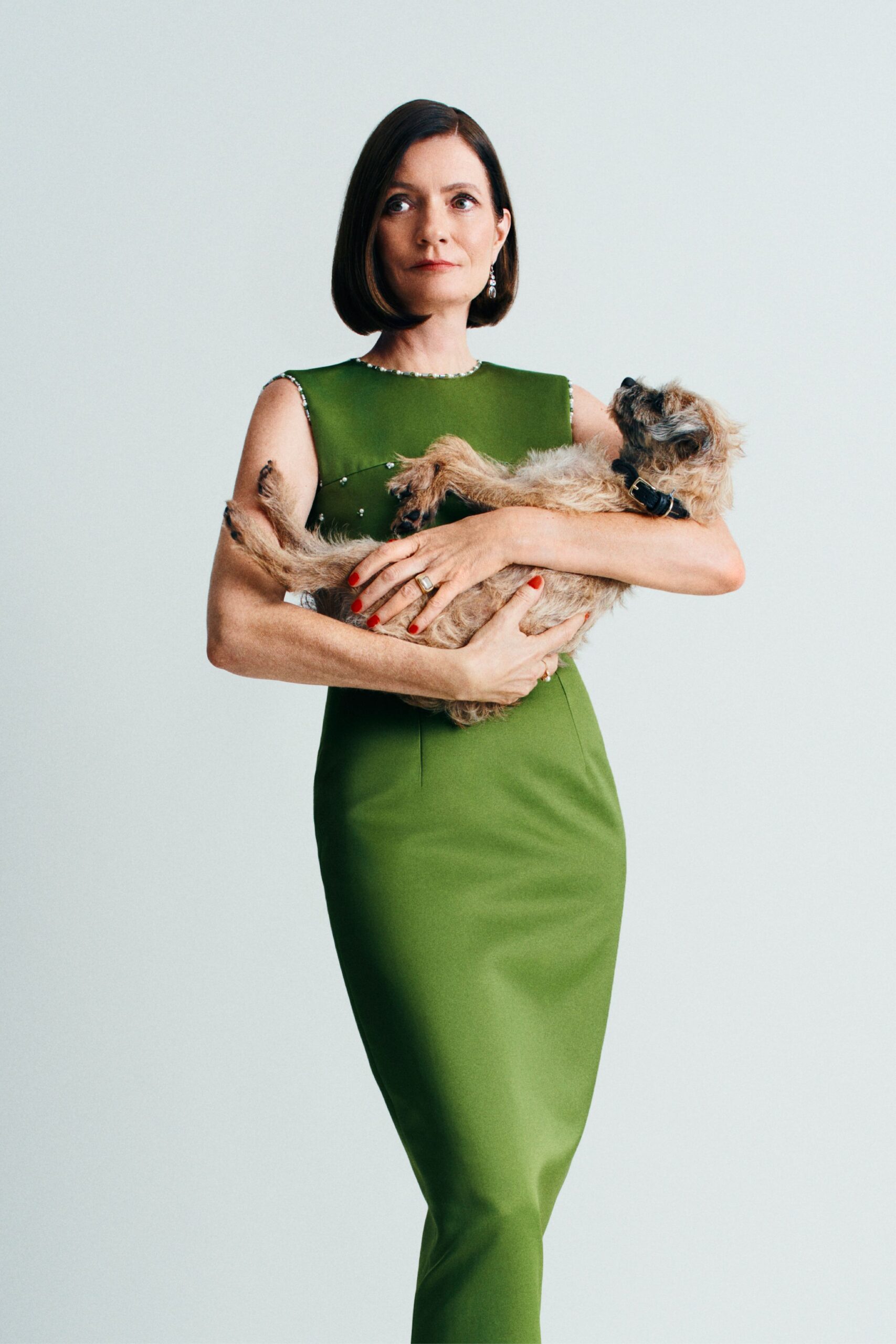 fitted green sleeveless dress