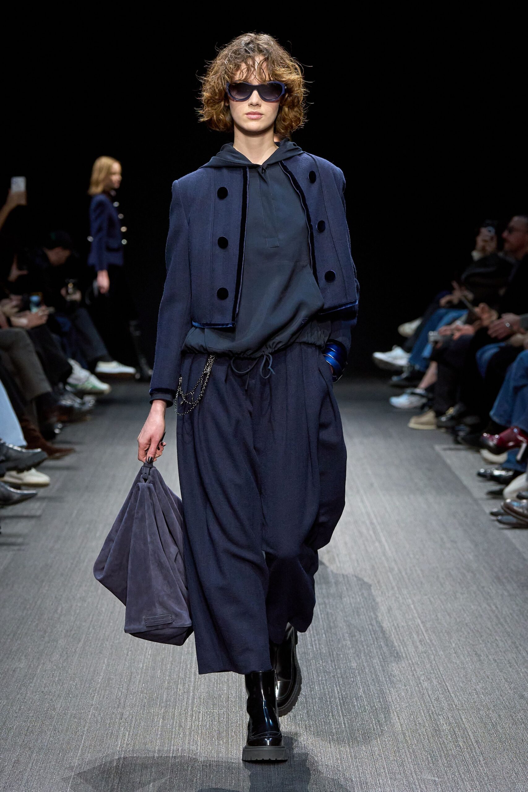 navy relaxed jacket and hoodie