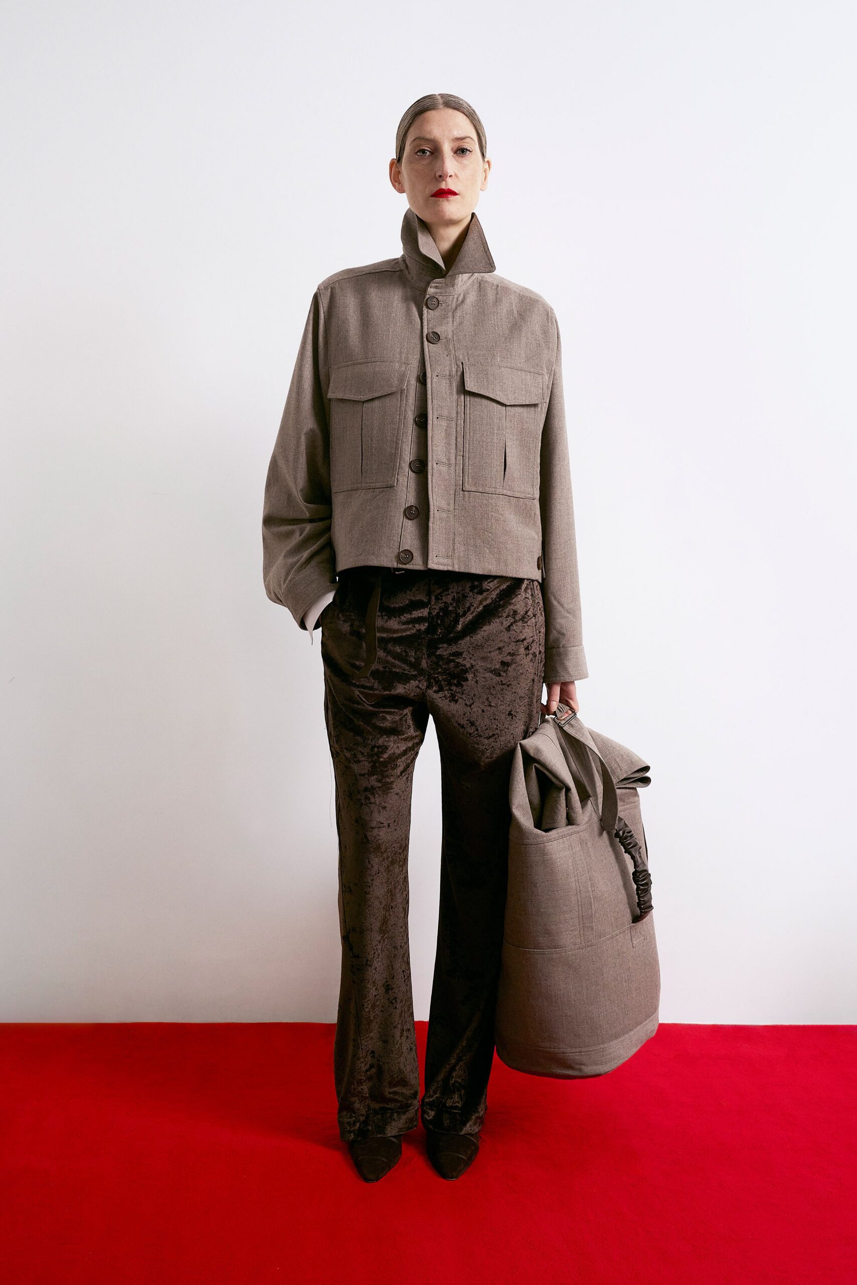 brown velvet fitted flared pants