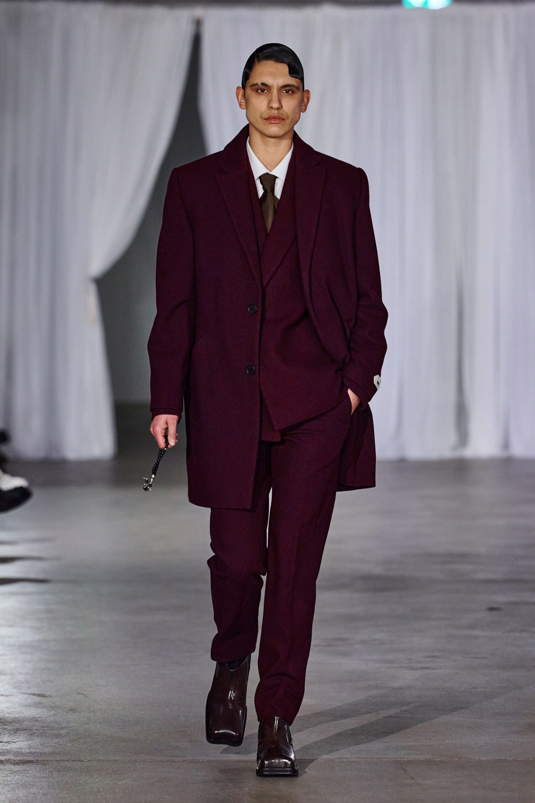 maroon tailored suit