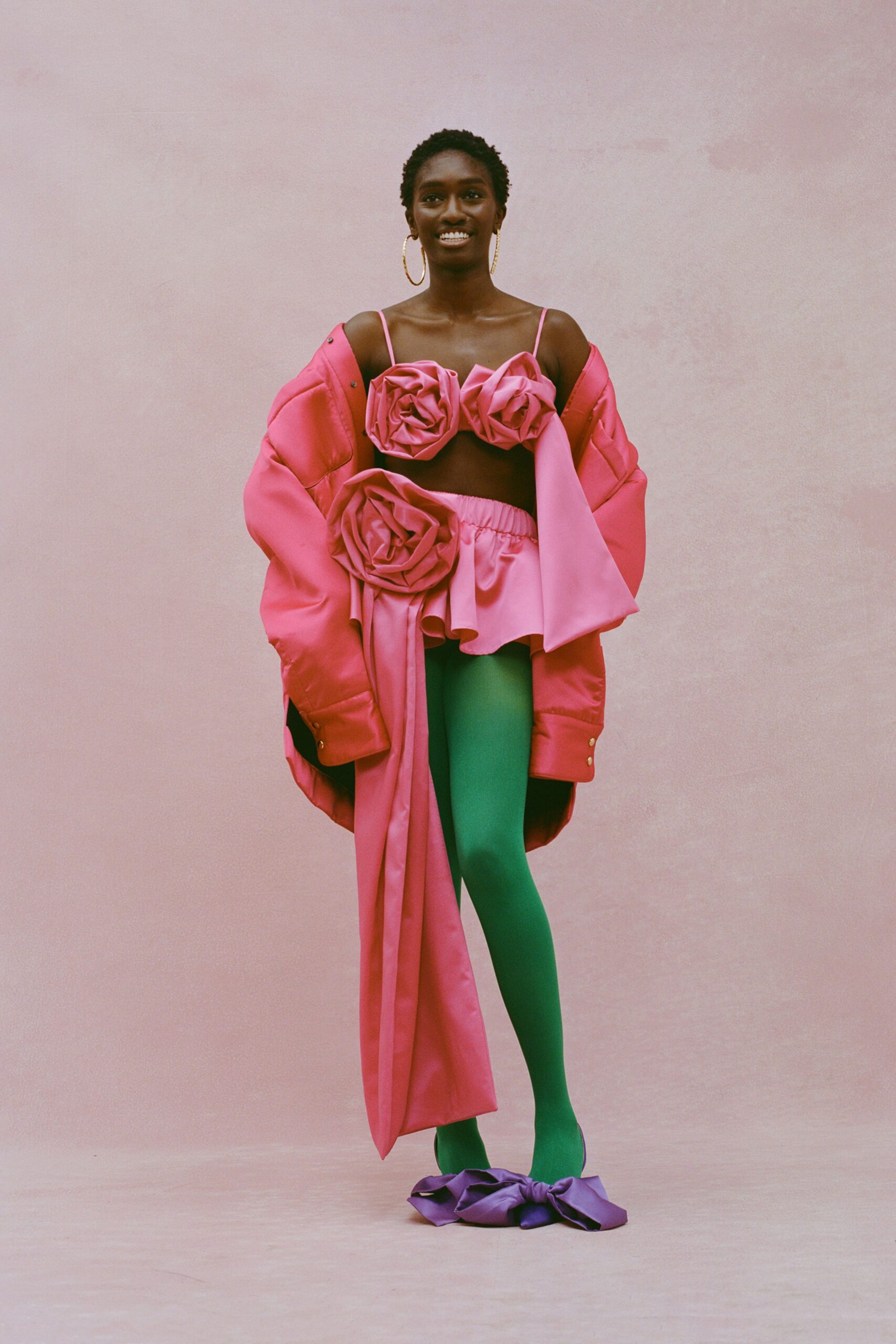 pink oversized layered jacket