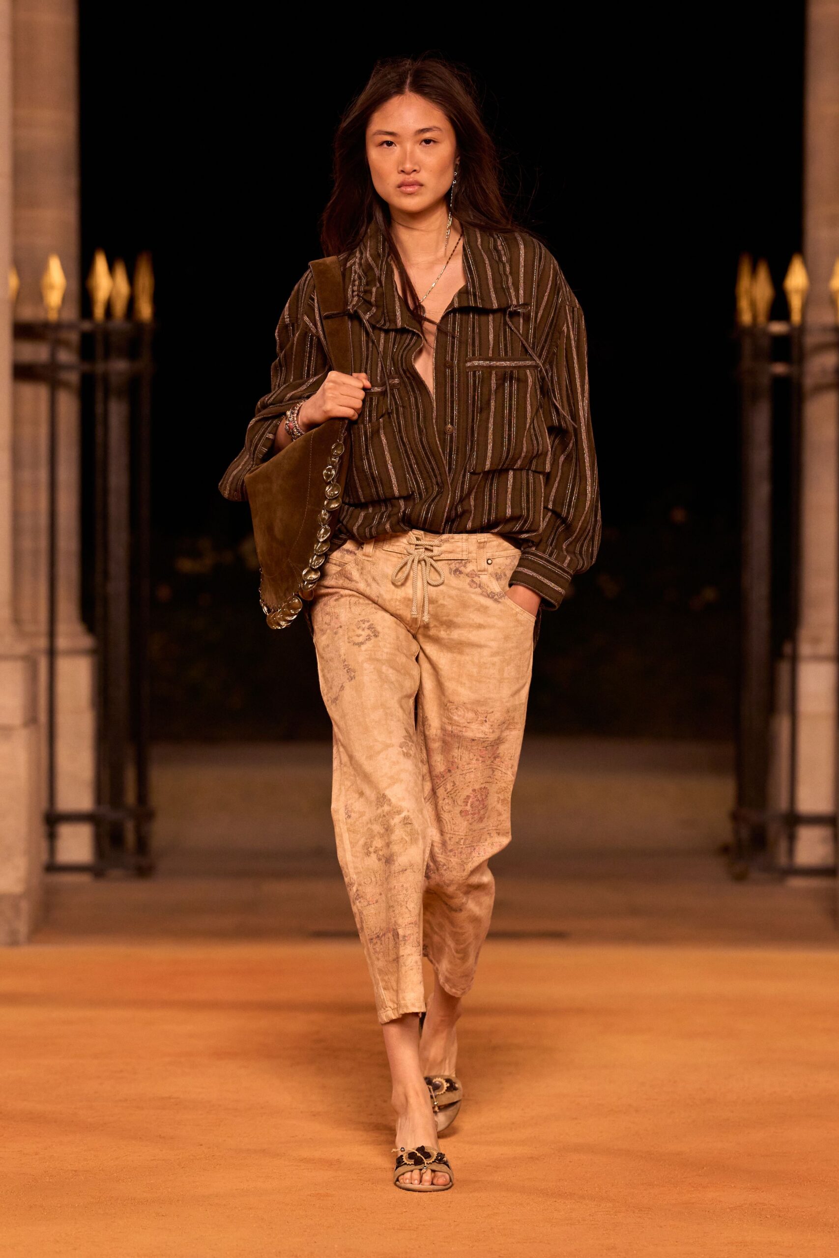 relaxed striped shirt with beige pants