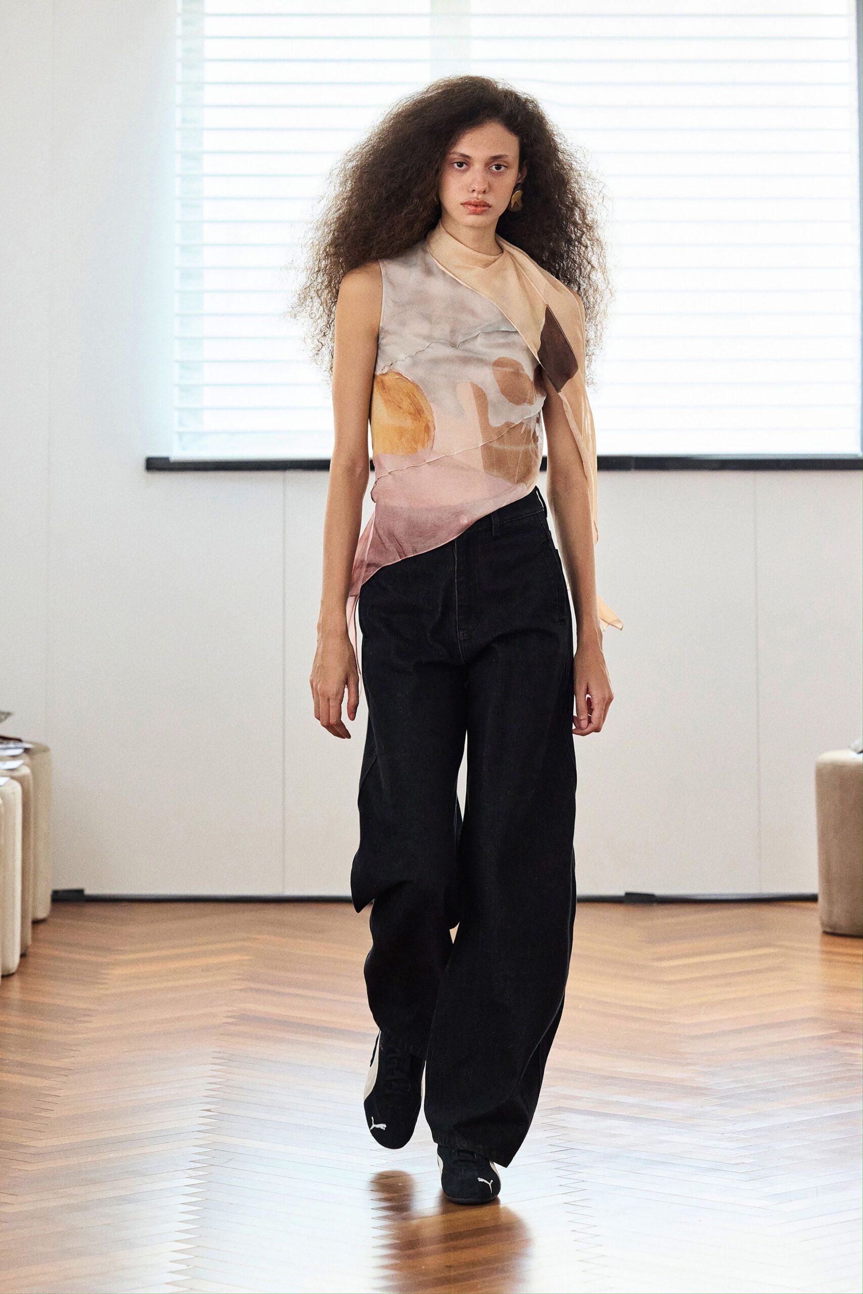 multi silk sleeveless asymmetric relaxed draped top