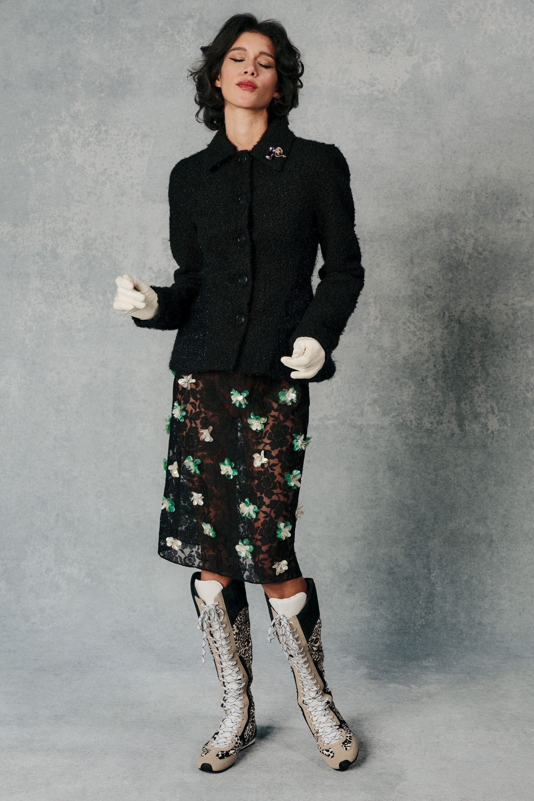 white leather gloves