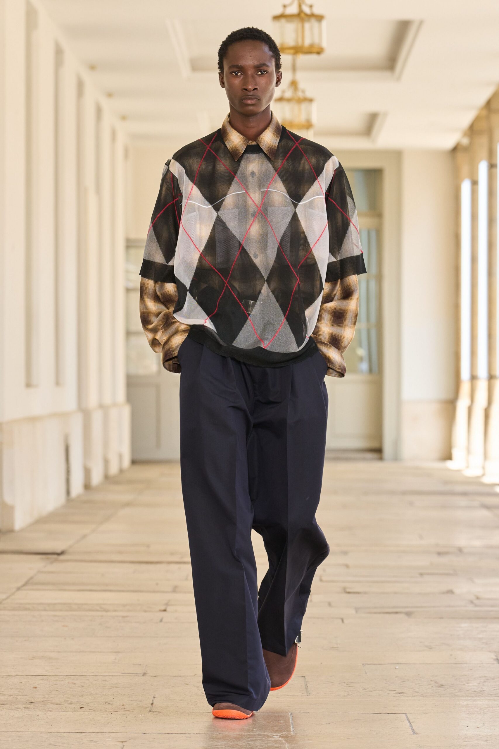 relaxed checked shirt with wide-leg pants