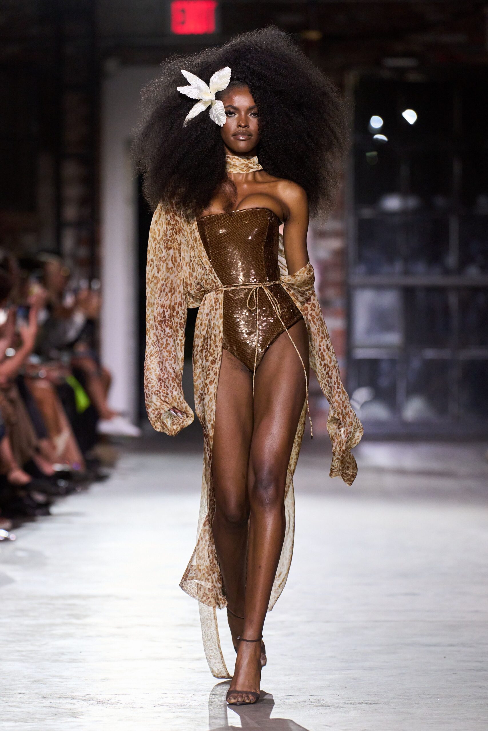 brown sequin bikini with cape