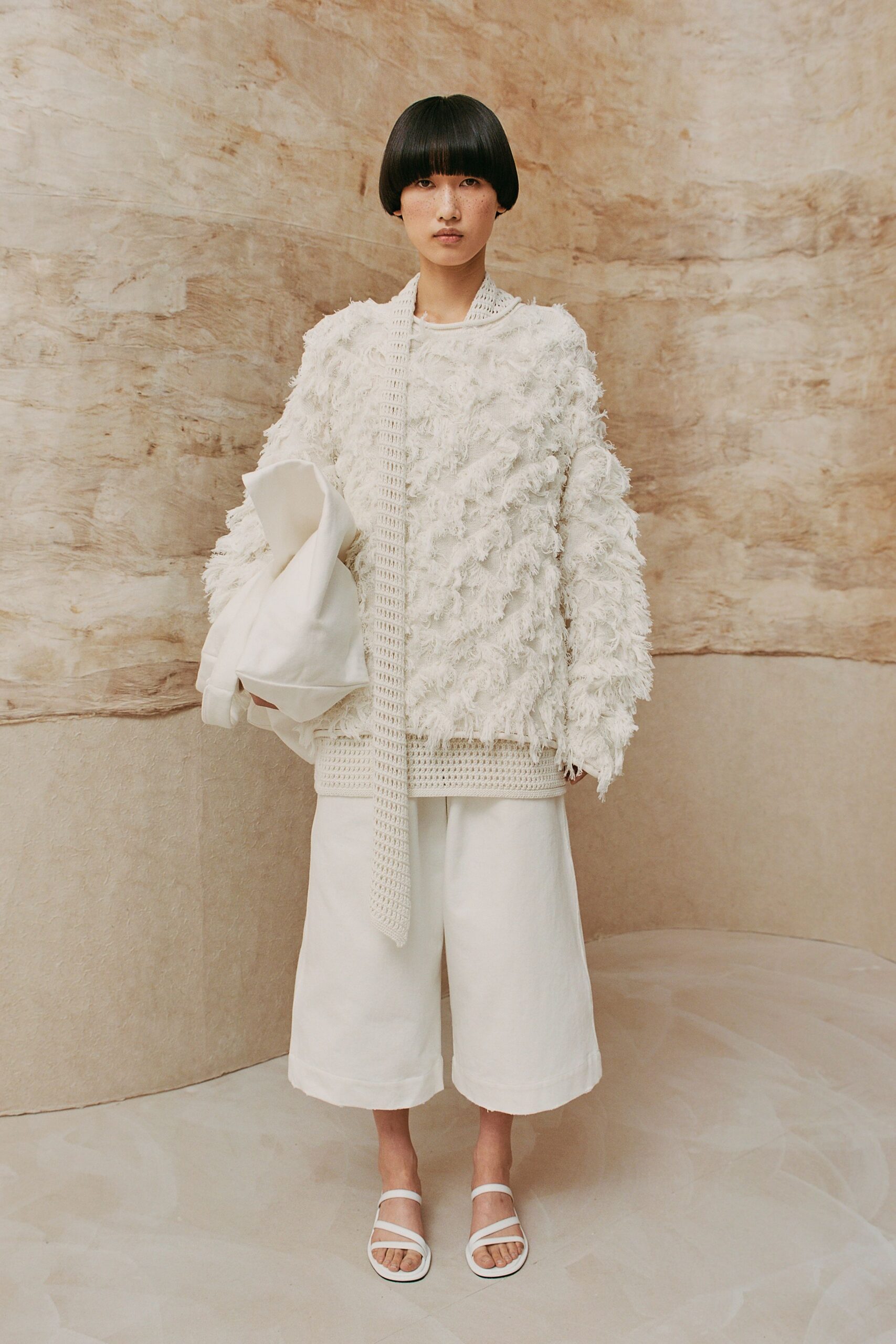 white relaxed jacket and pants