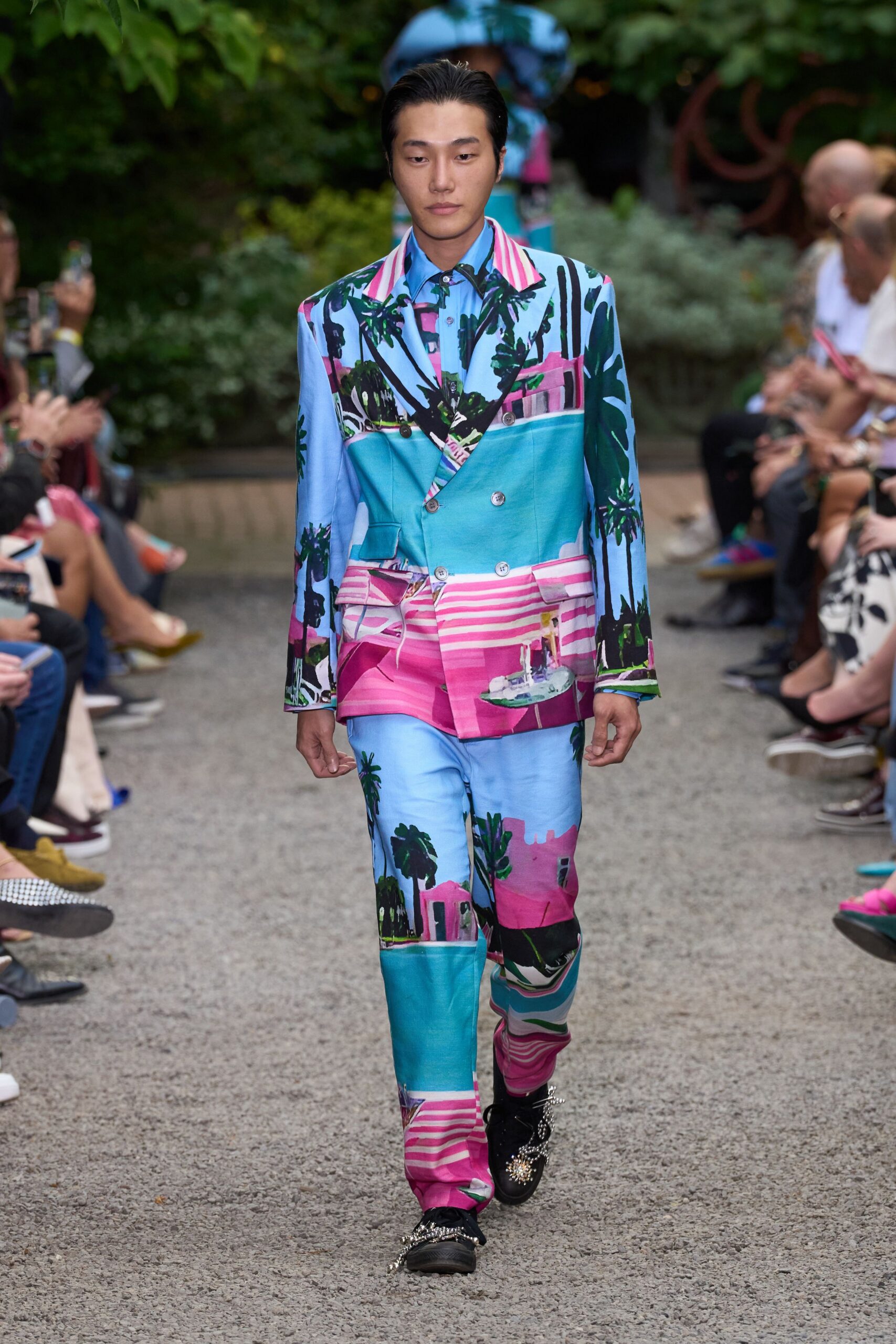 colorful printed suit with shirt