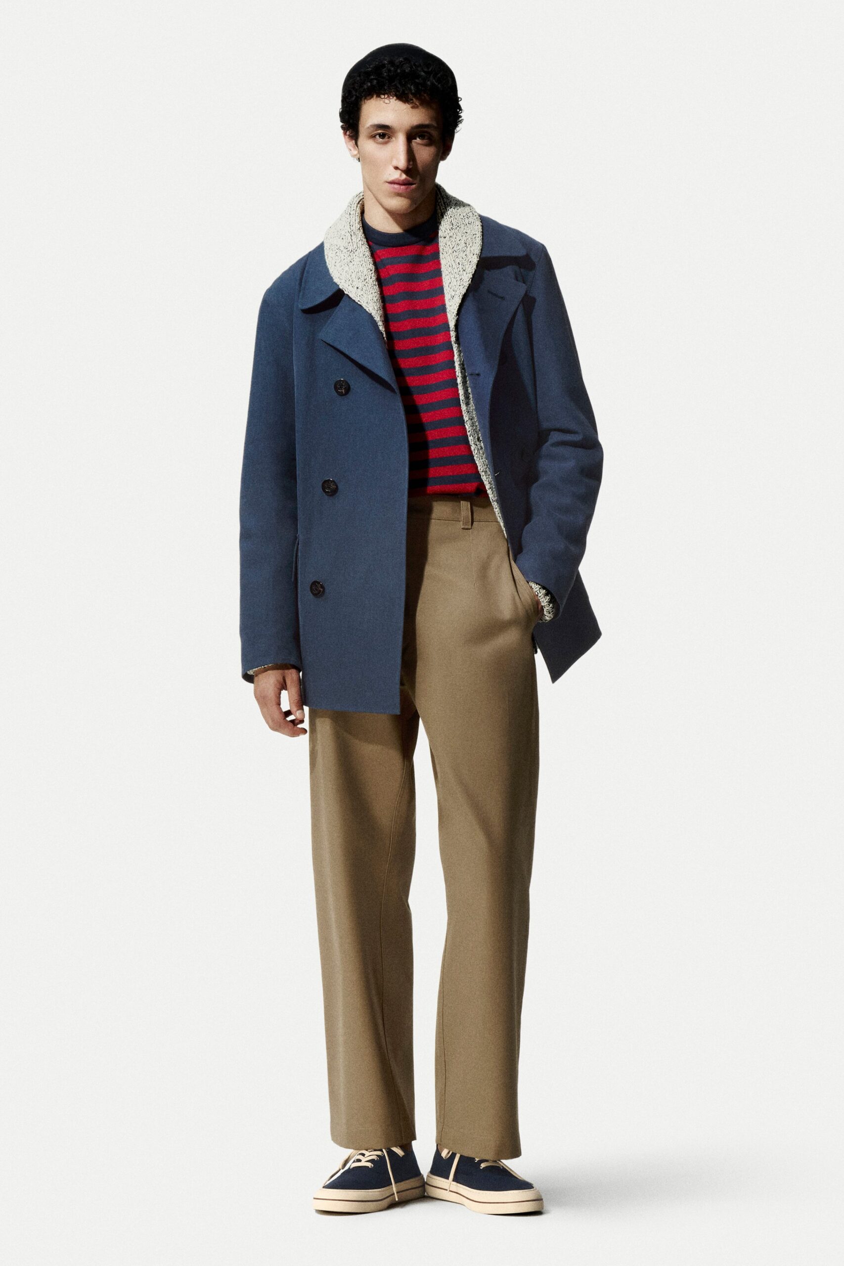 beige wool tailored straight-leg pants