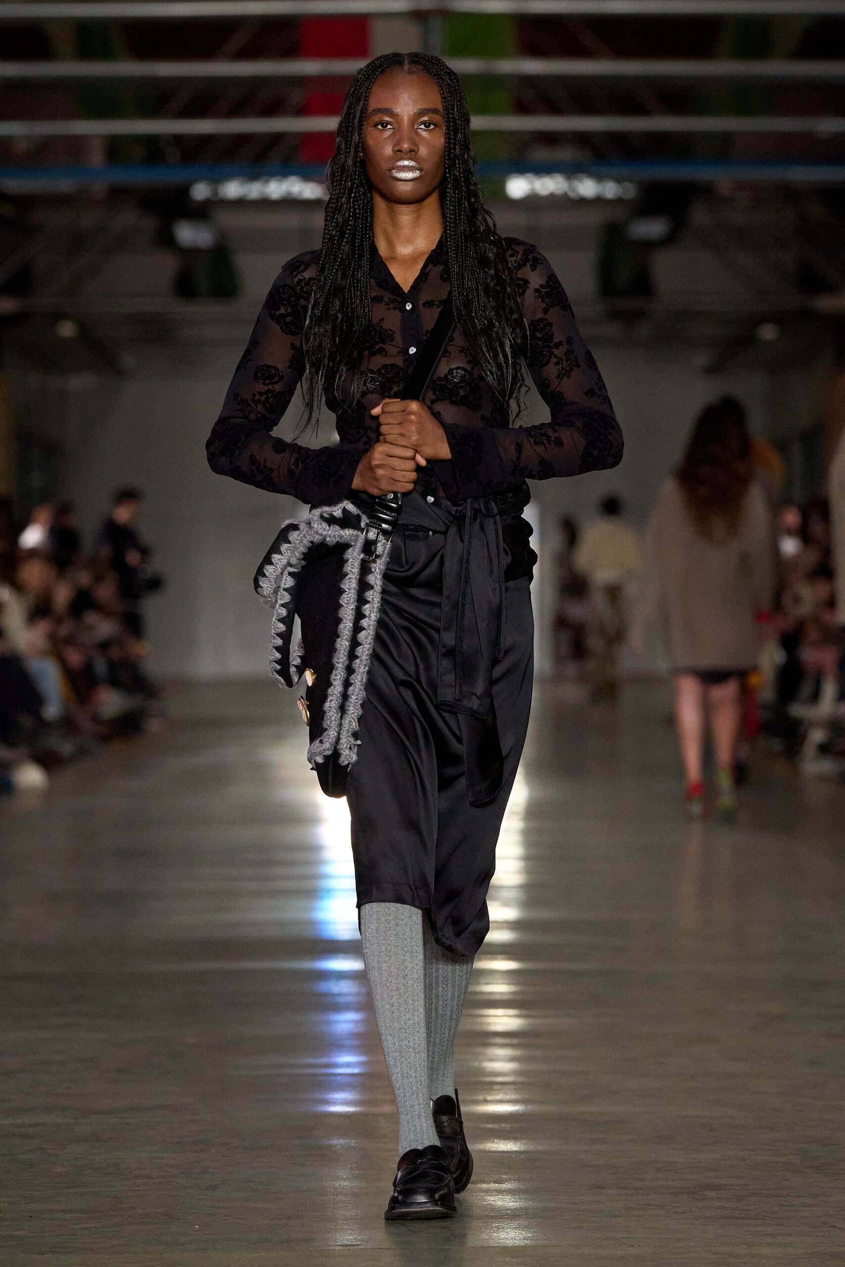 black silk shirt and pants