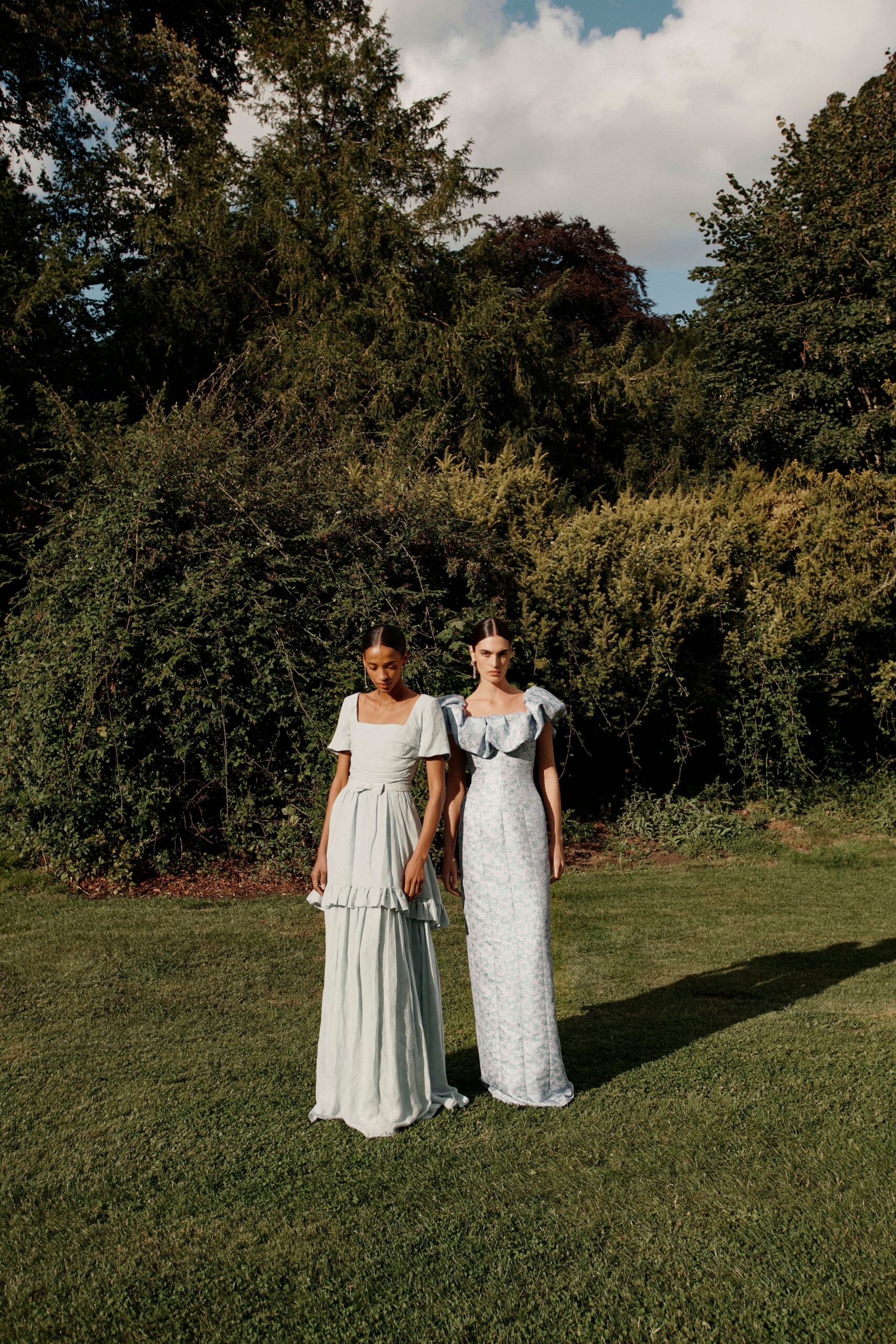 light blue and blue maxi dresses
