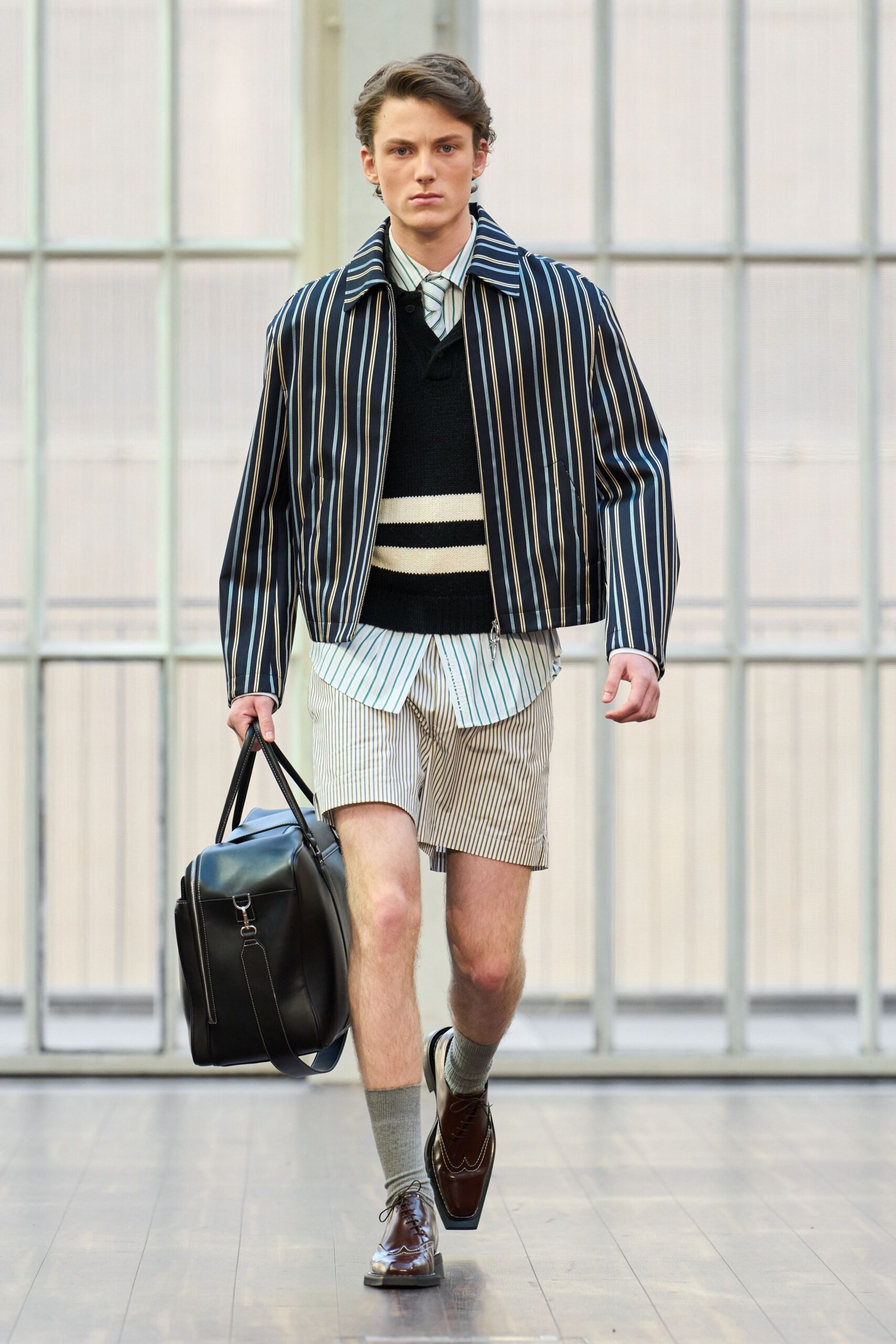 white cotton relaxed striped shorts