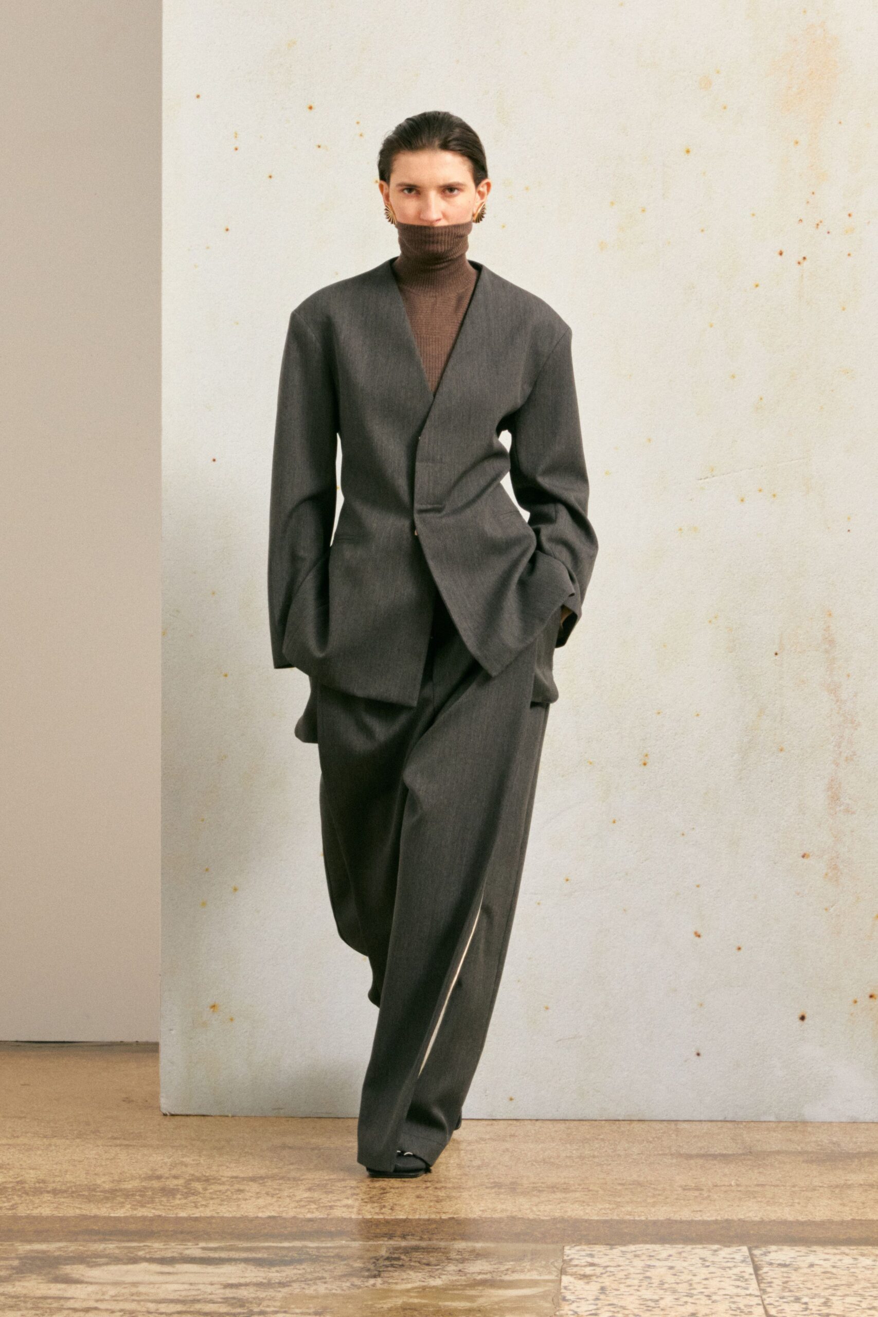 gray tailored wool suit