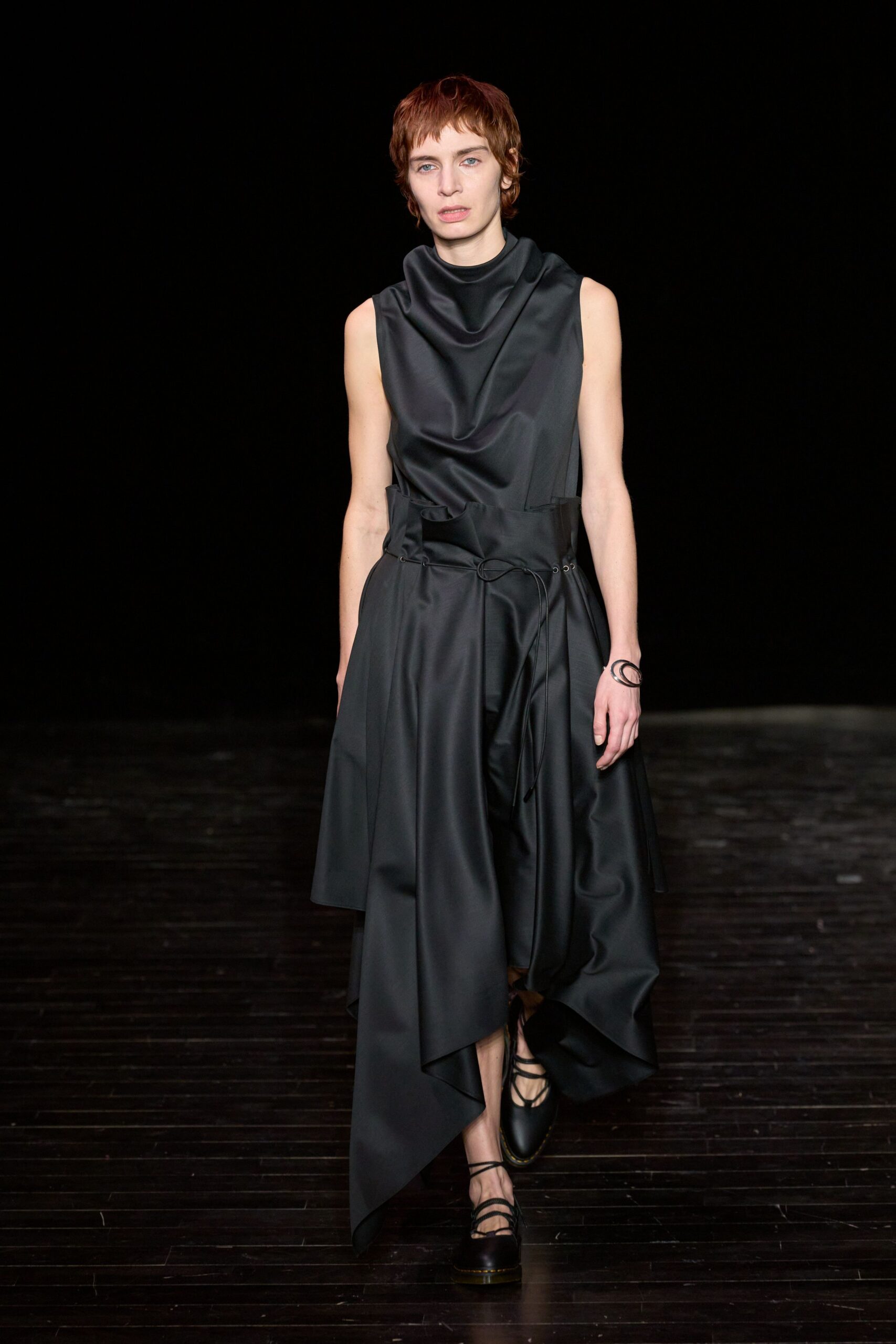 black silk sleeveless dress