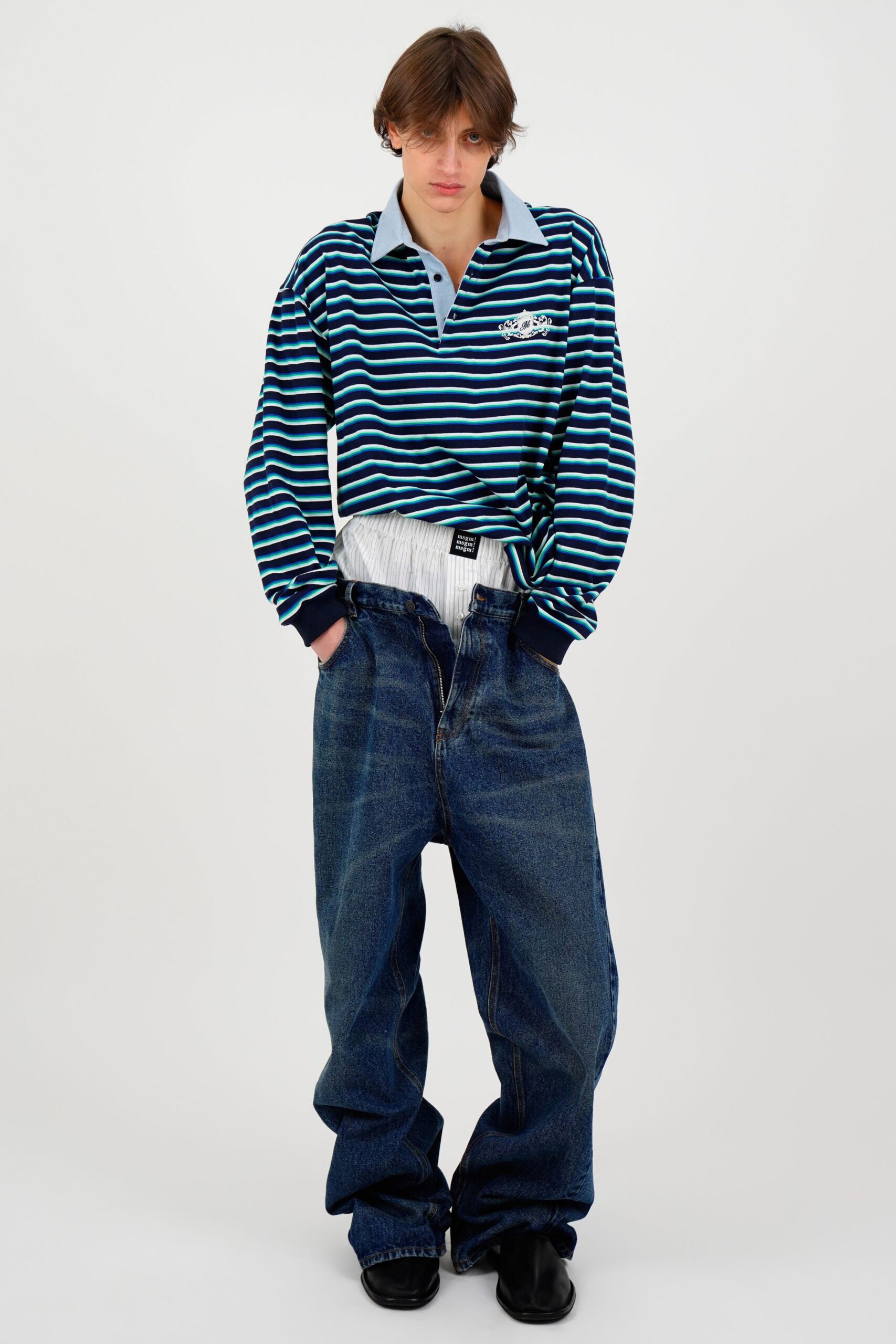 striped shirt relaxed jeans