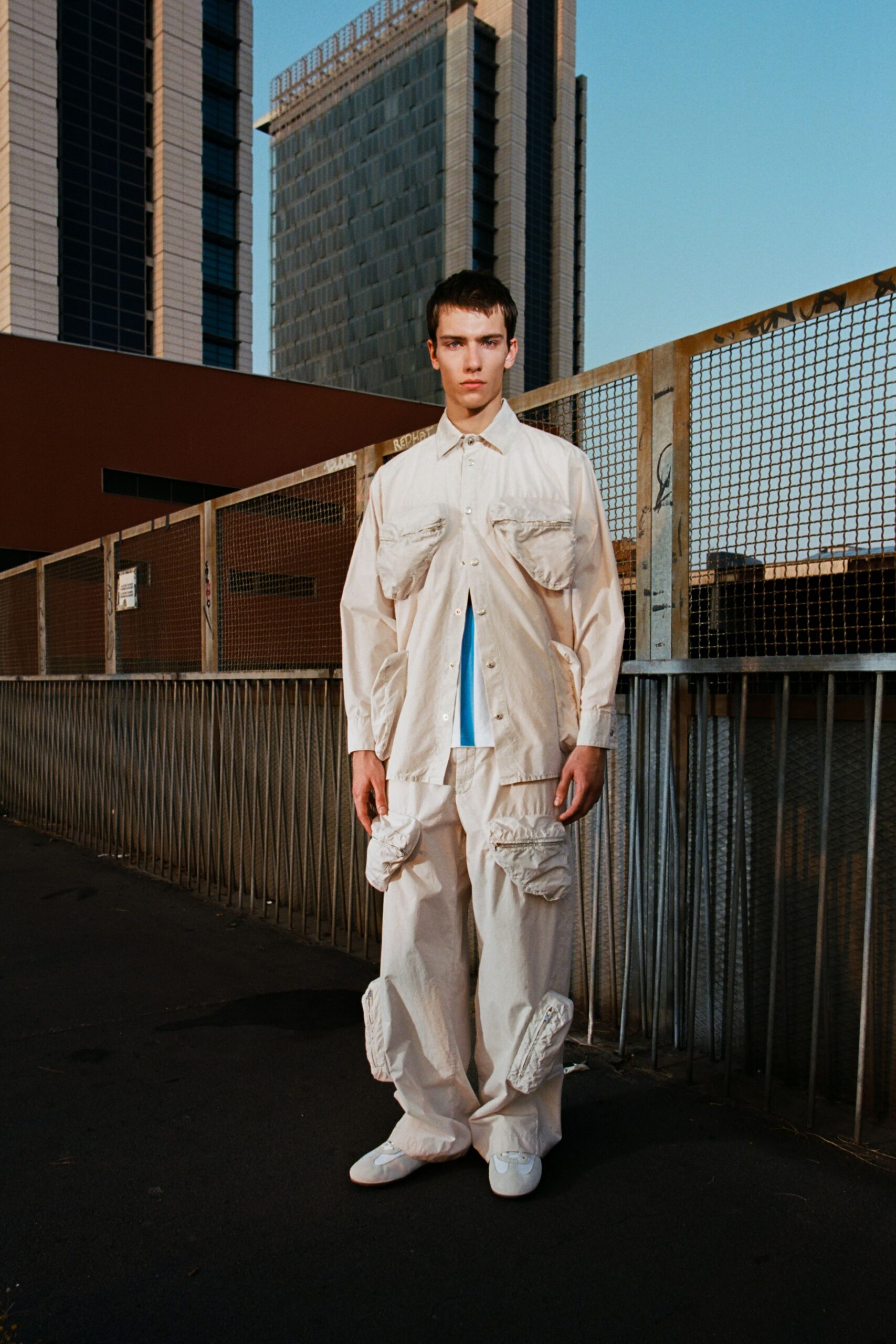 white relaxed shirt and pants