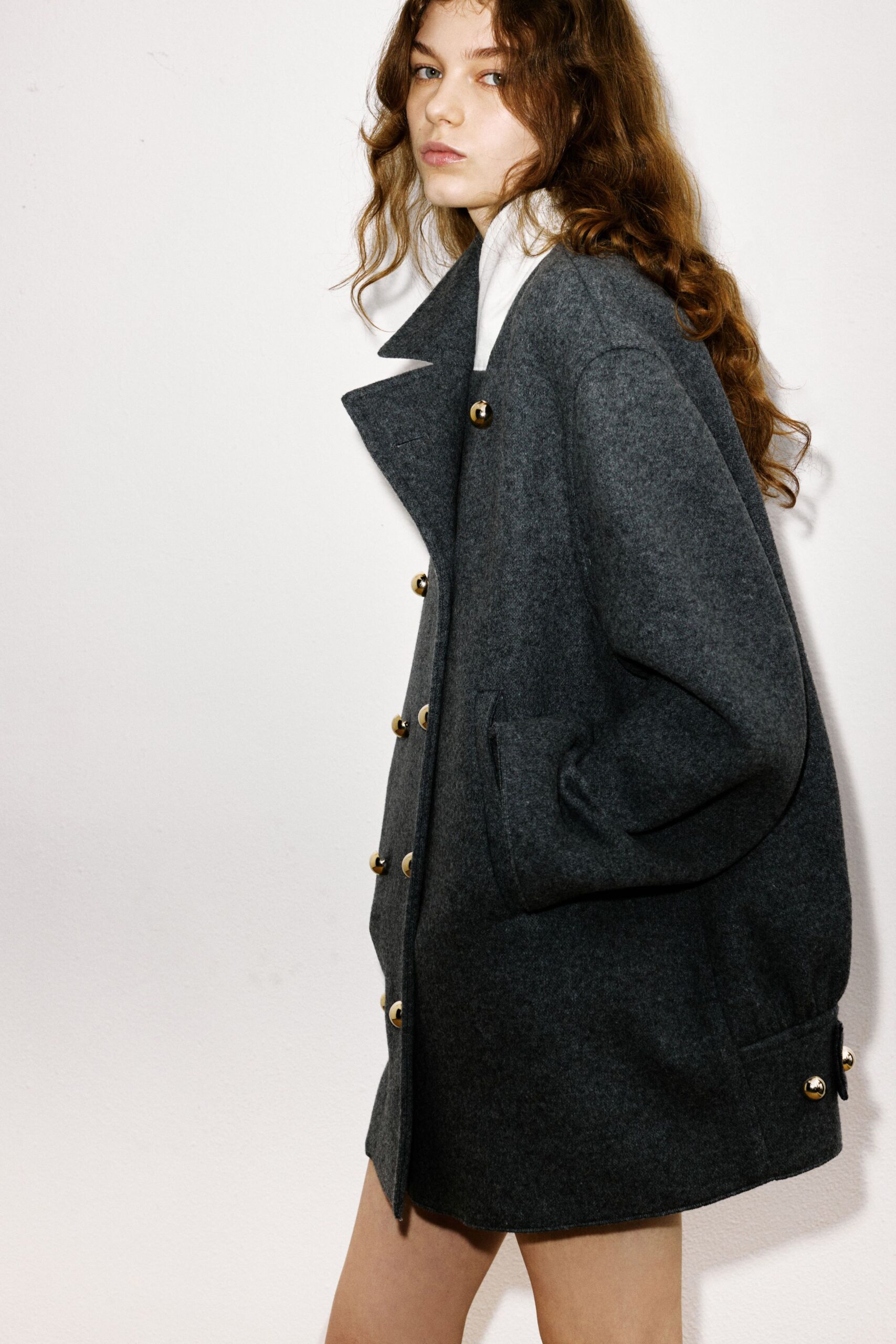 gray oversized wool coat