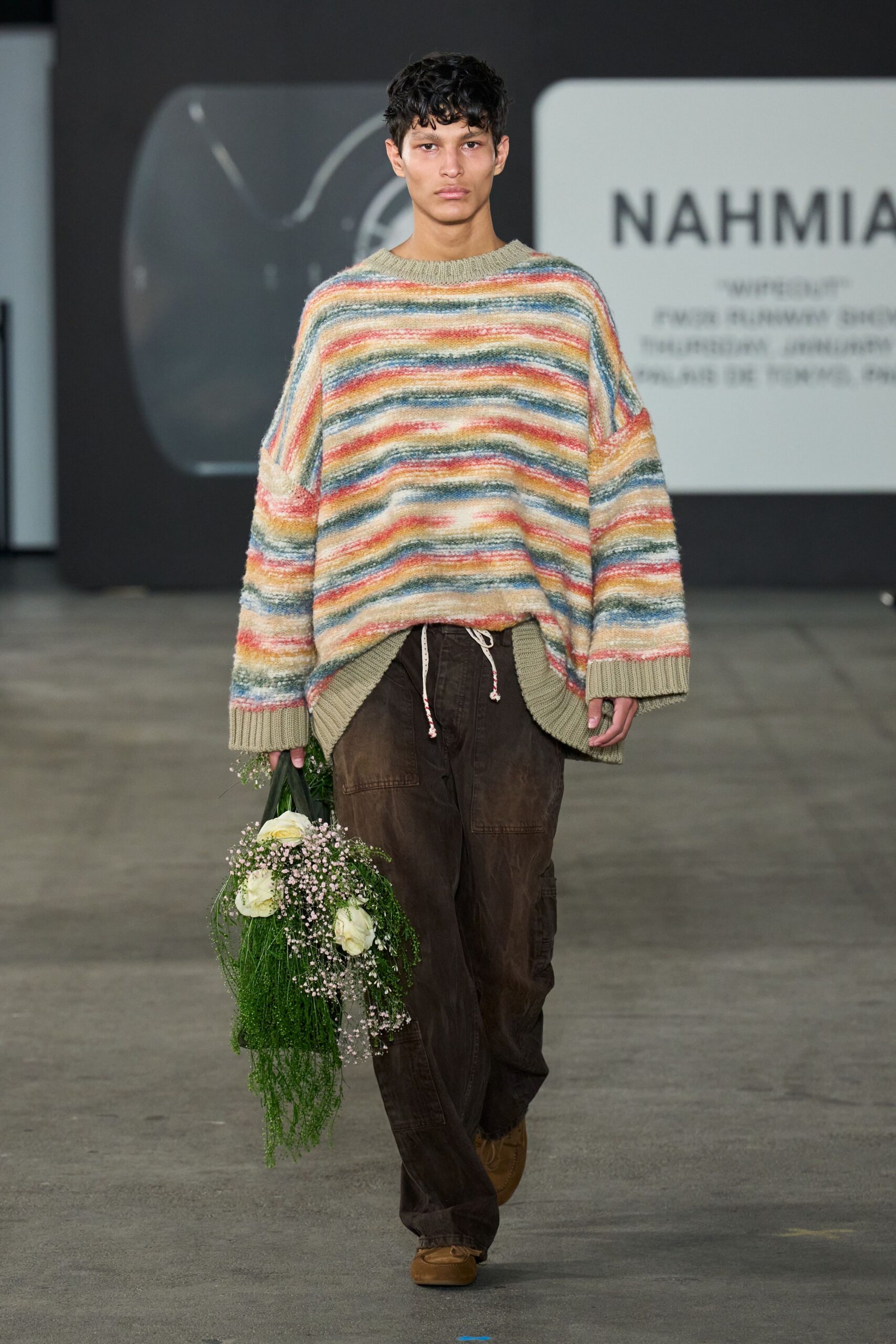 multi cotton long-sleeve collared oversized striped sweater
