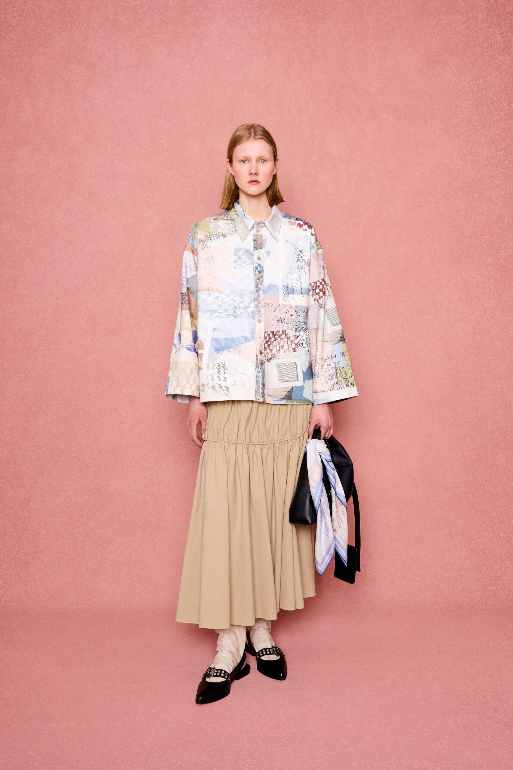 multi cotton long-sleeve collared relaxed layered shirt