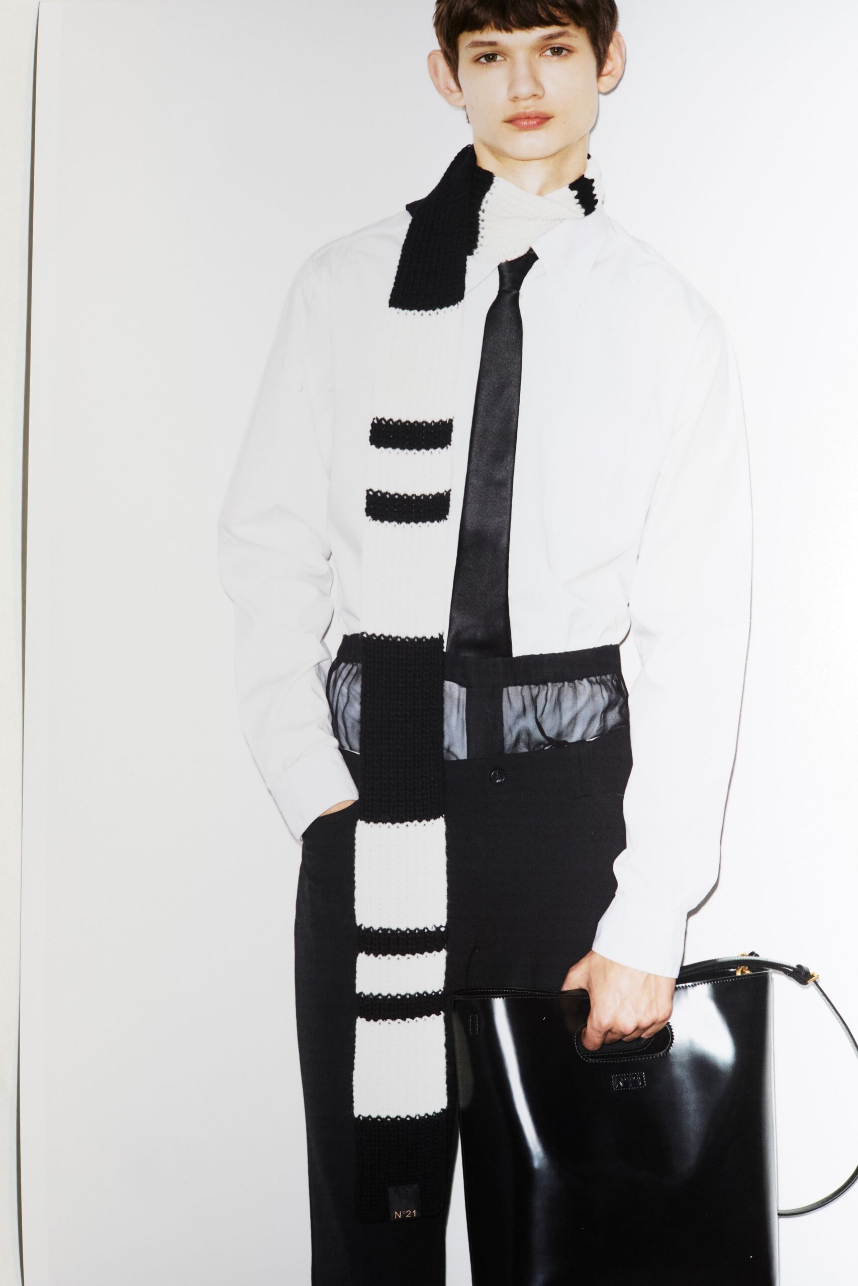 black cotton fitted high-waisted straight-leg pants