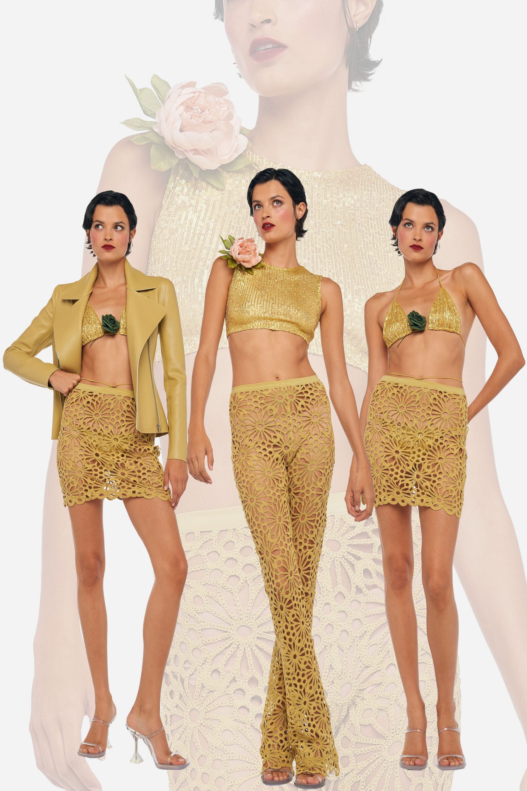 yellow leather long-sleeve collared fitted jacket