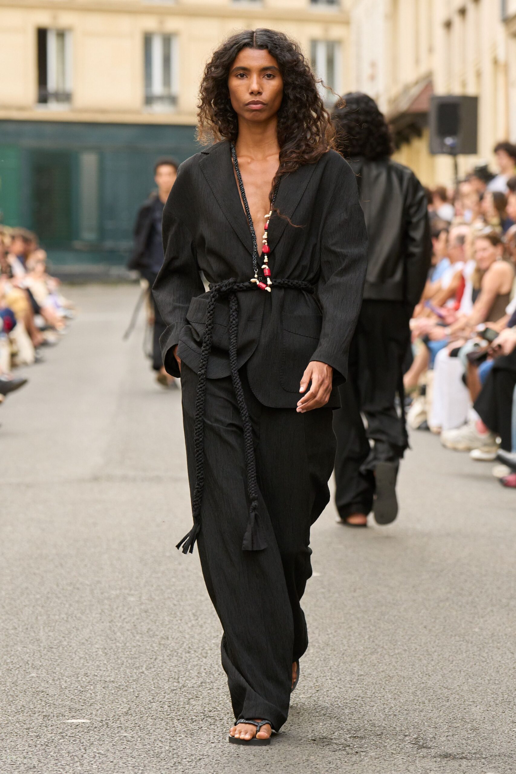 black relaxed jumpsuit with belt