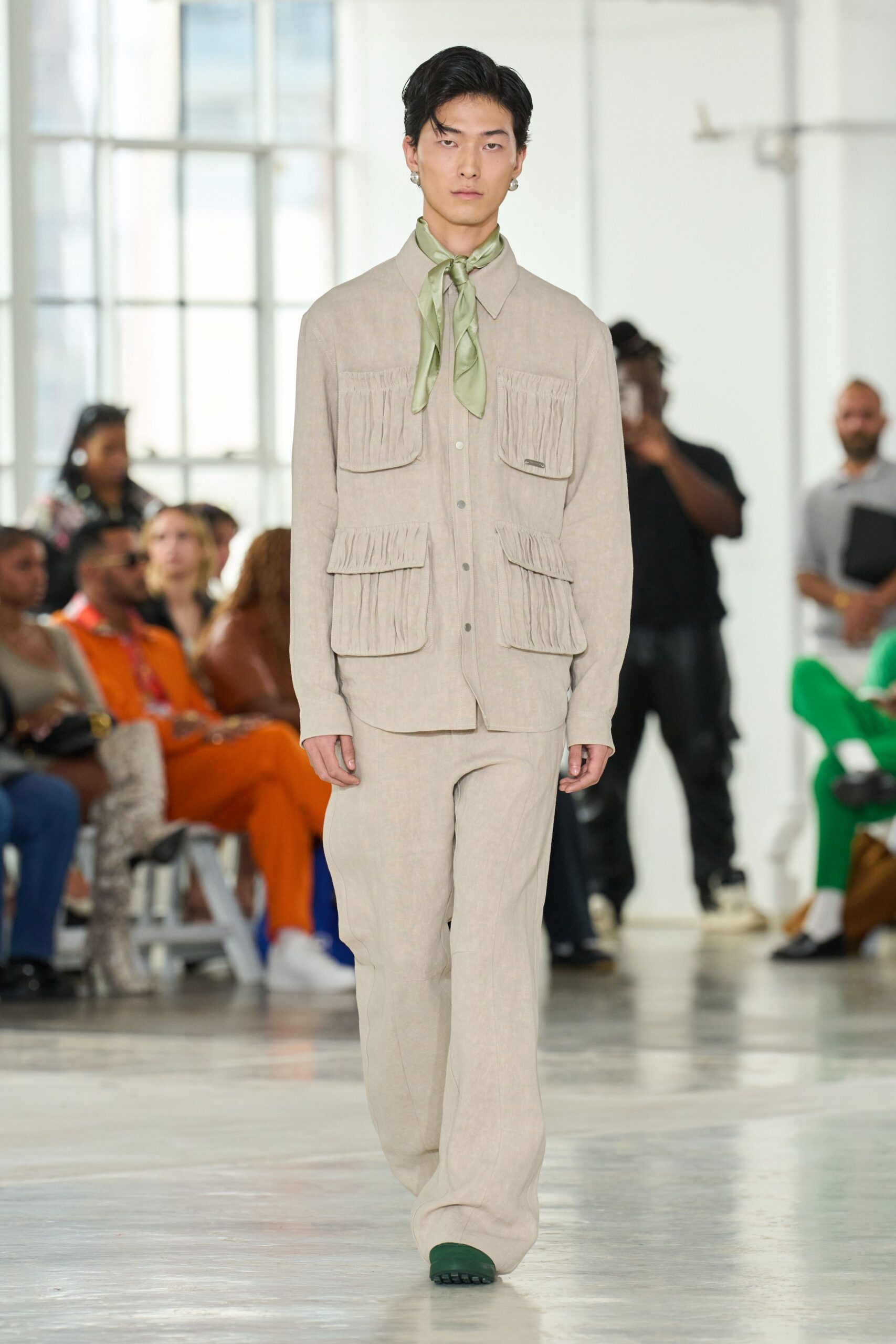 beige linen shirt and pants