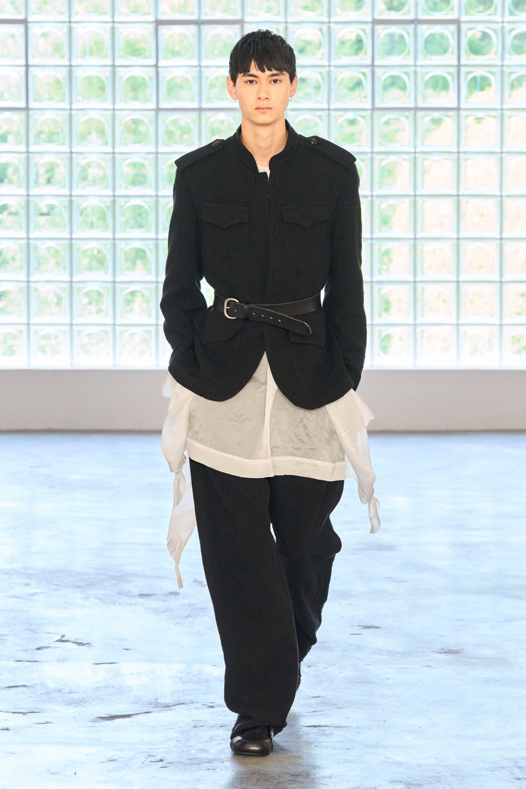 white cotton long-sleeve collared relaxed layered shirt