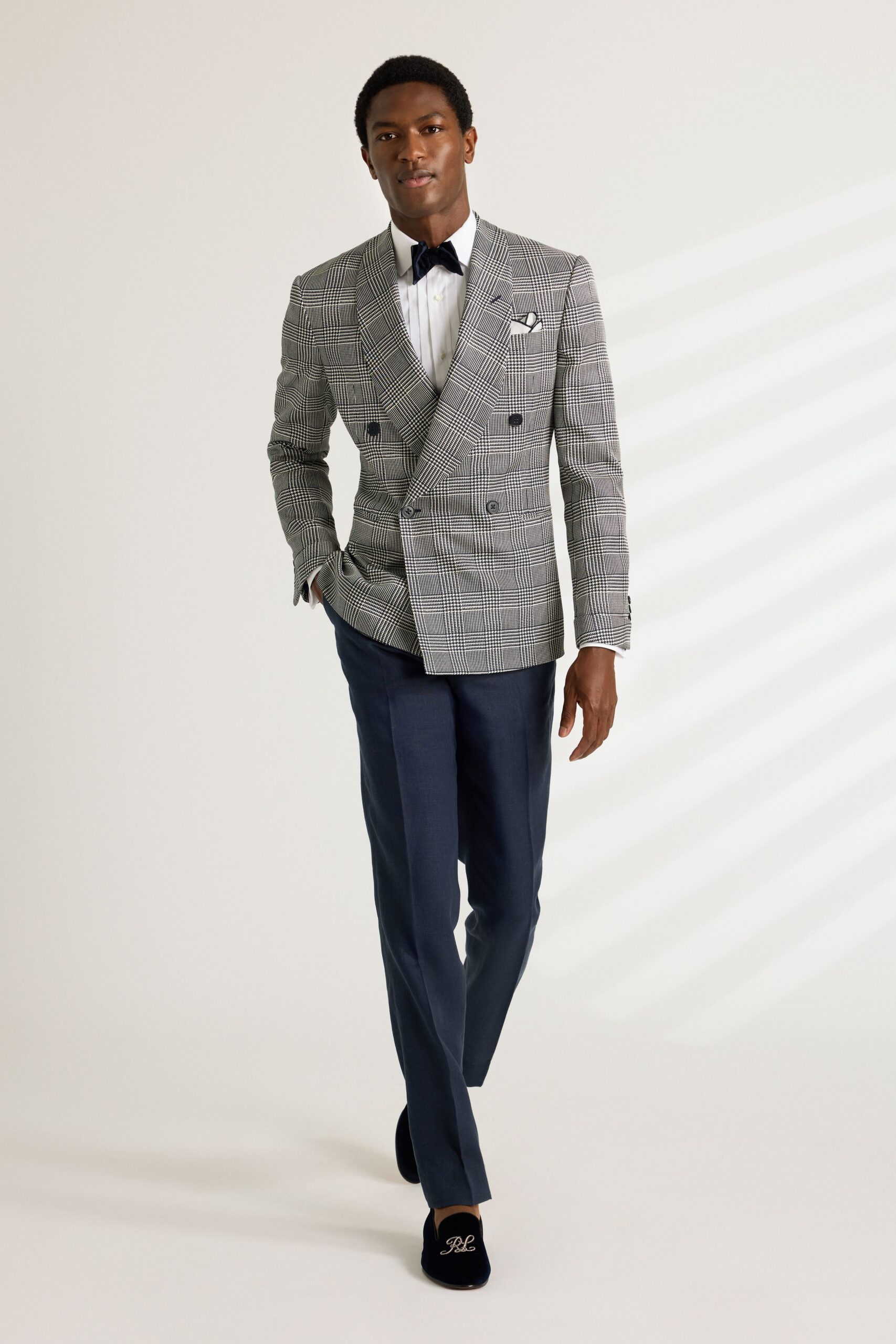 black and white checked blazer