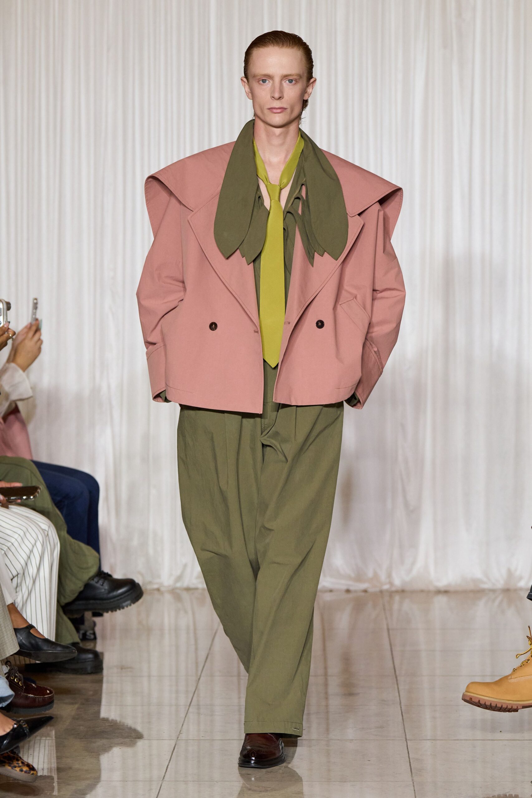 pink cotton long-sleeve collared oversized jacket