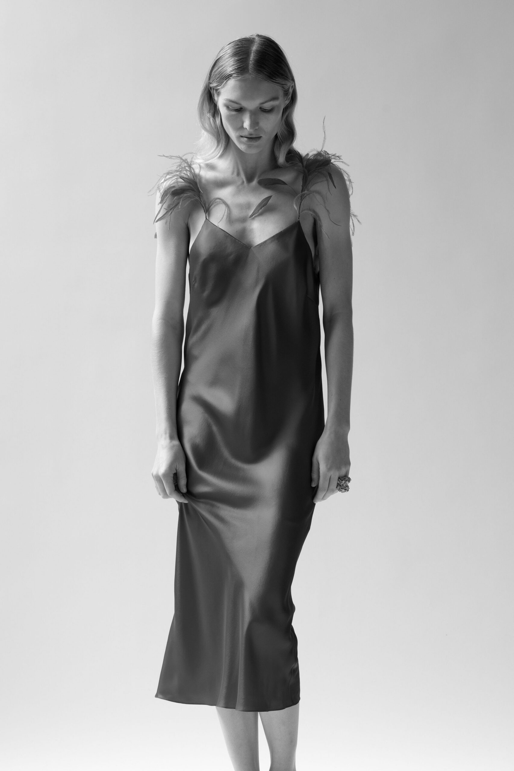 black silk sleeveless dress