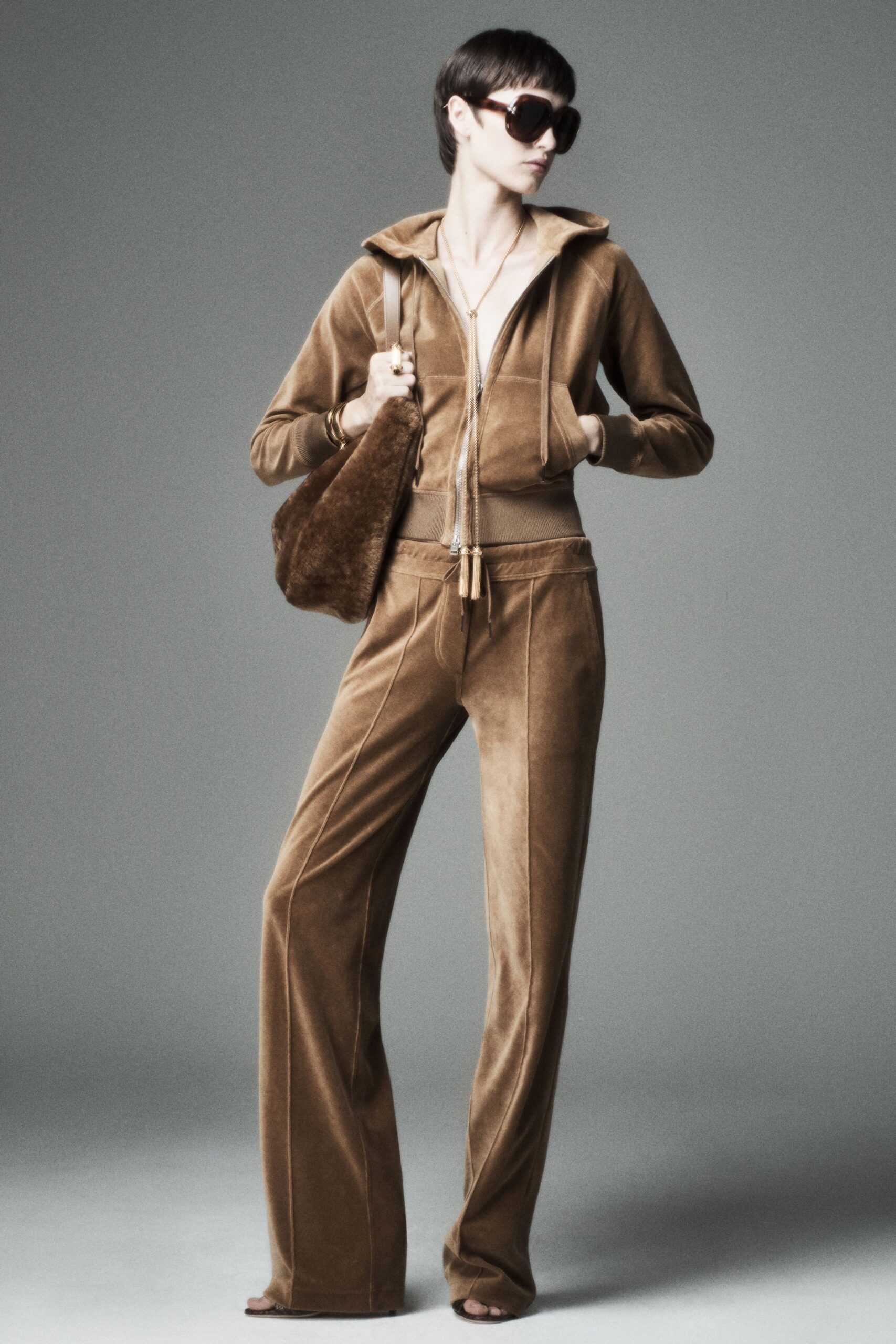 brown velvet fitted flared pants