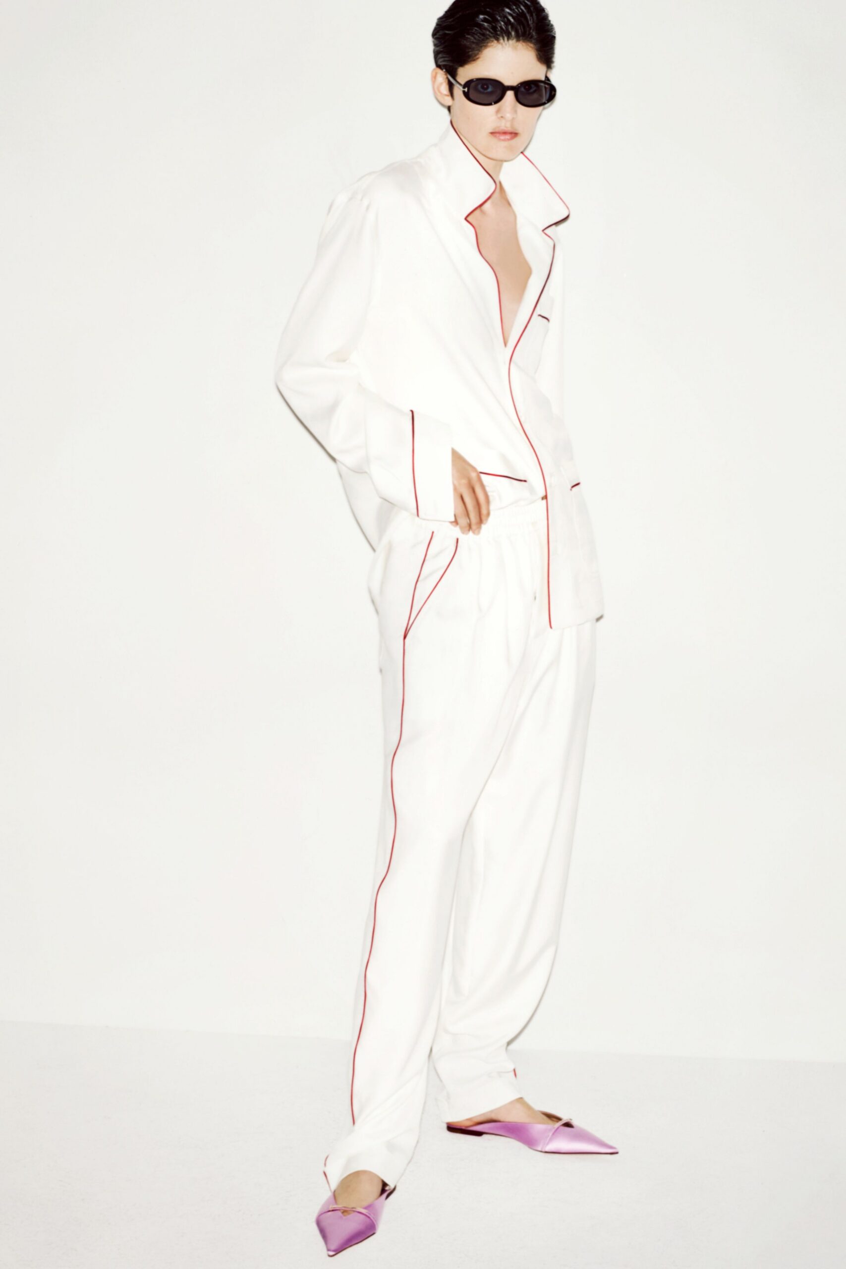 white relaxed shirt and pants