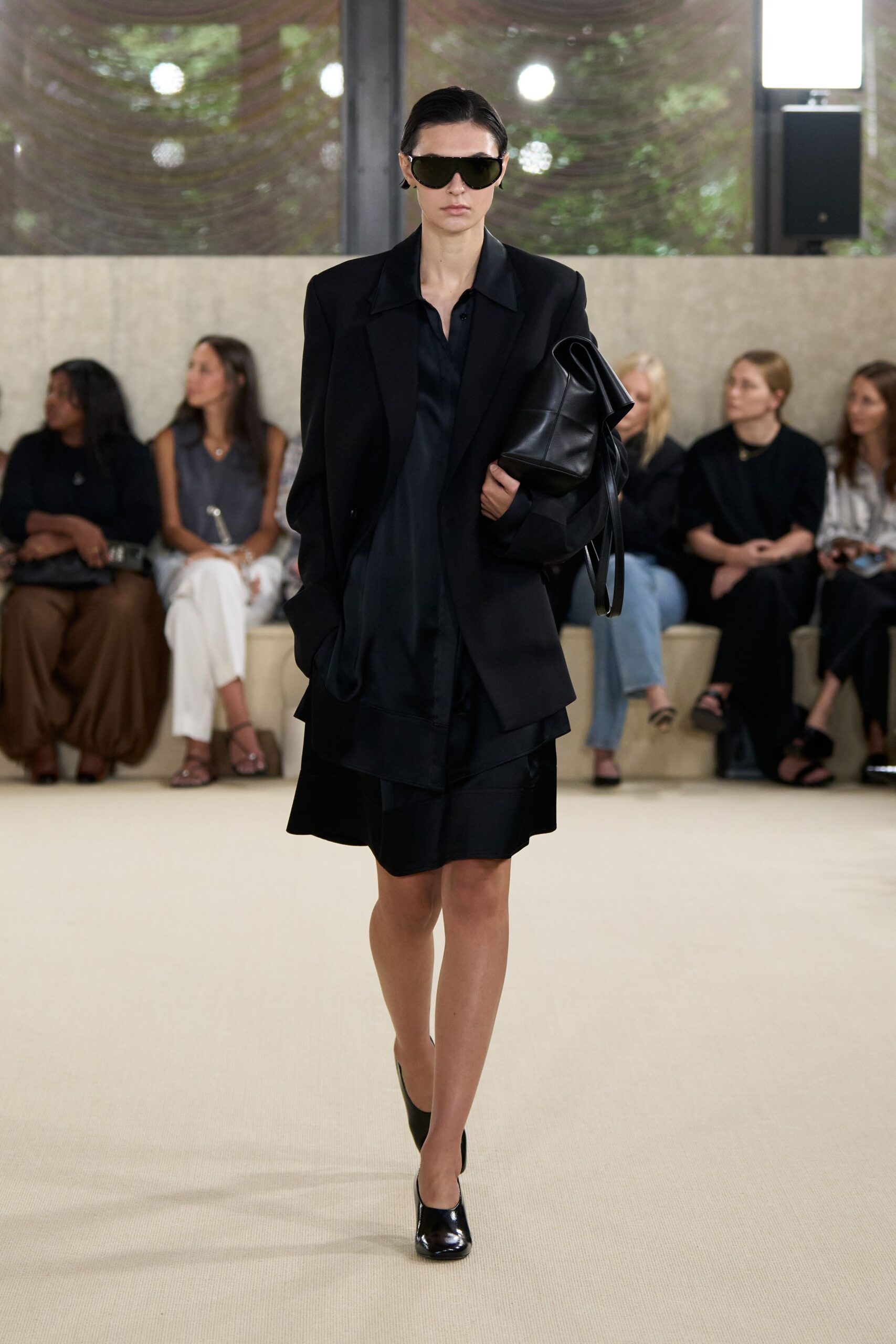 black silk short-sleeve collared fitted mini shirt-dress
