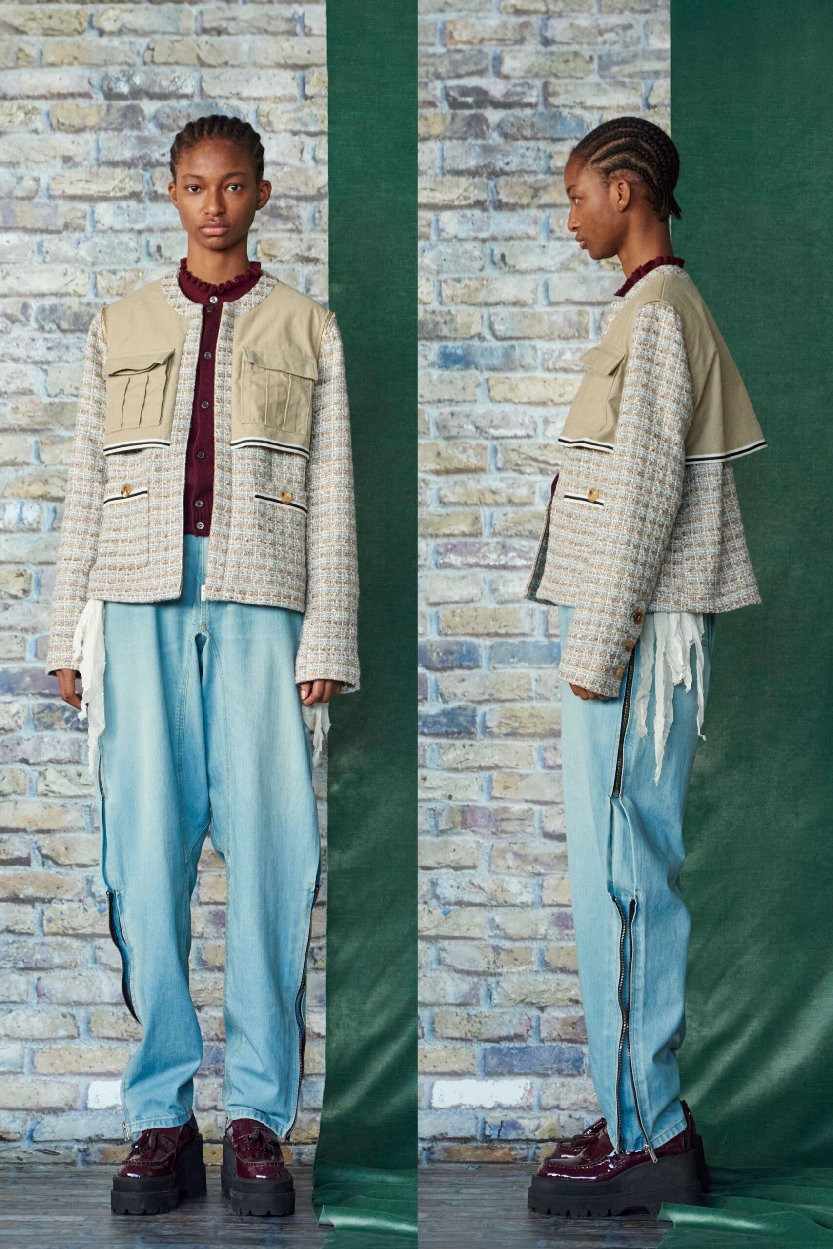 beige cotton long-sleeve collared relaxed buttoned pockets jacket