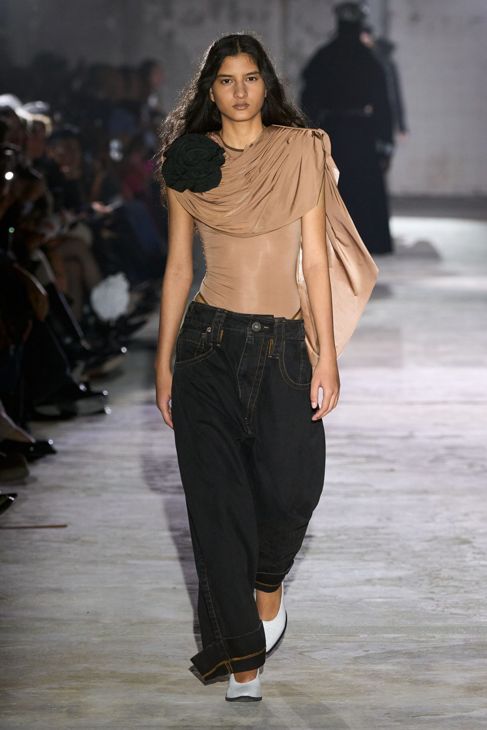 black denim relaxed wide-leg pants