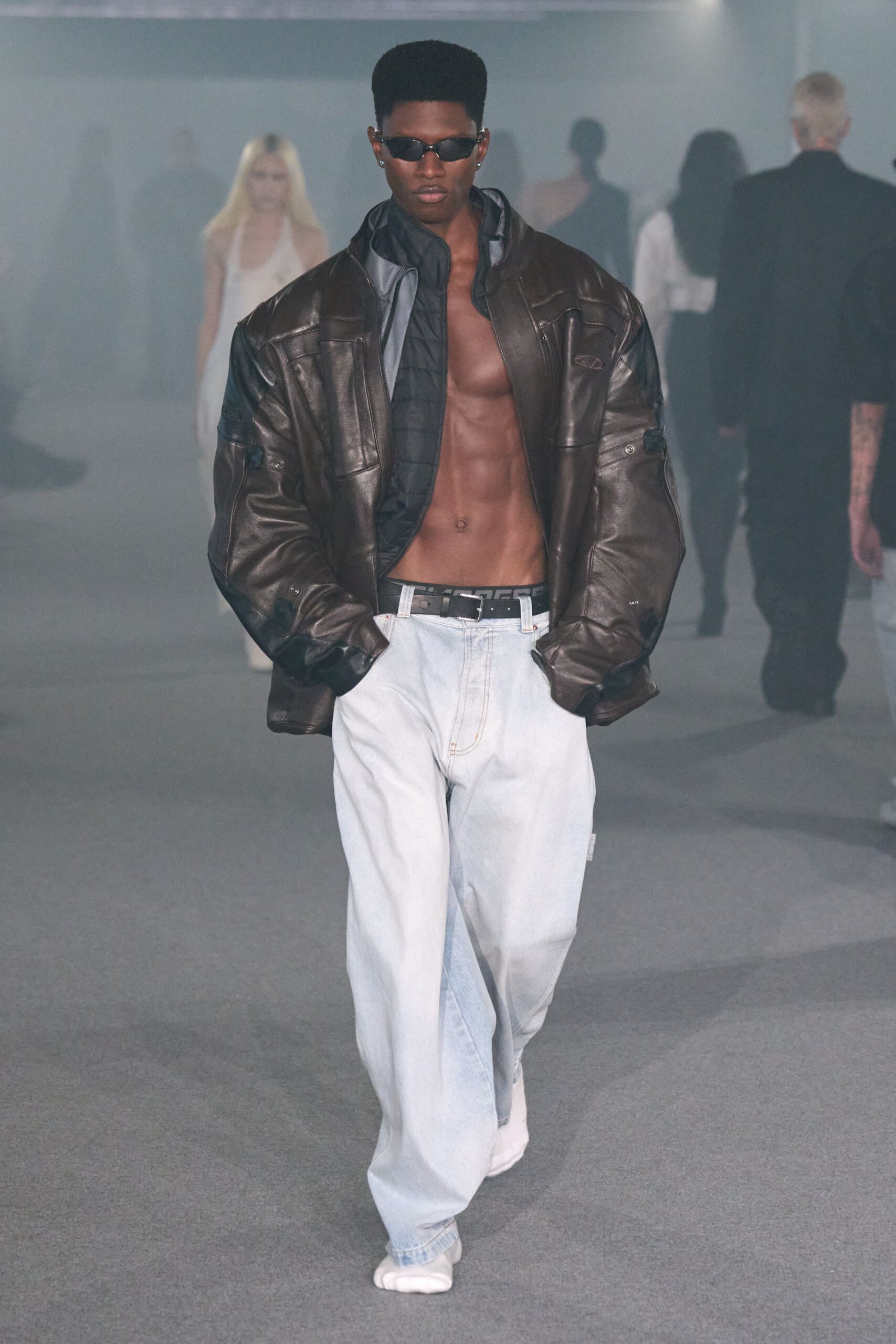 brown leather oversized jacket