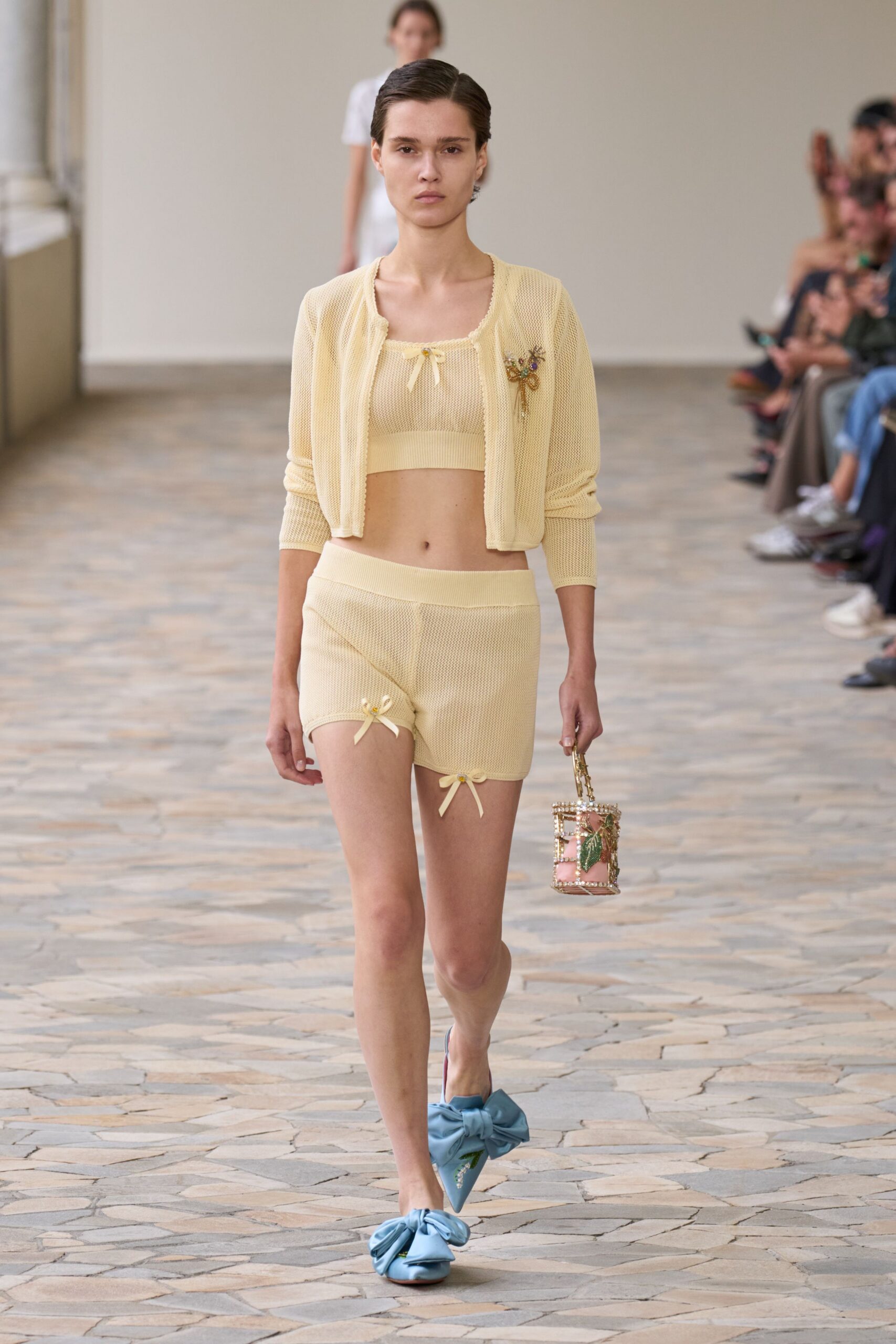 yellow cotton long-sleeve collared fitted ribbed cardigan