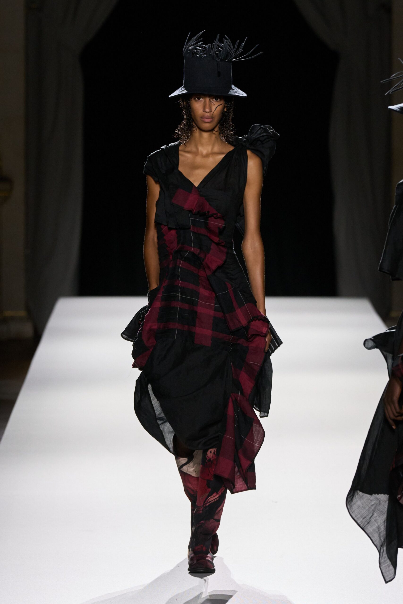 black and red ruffled dress