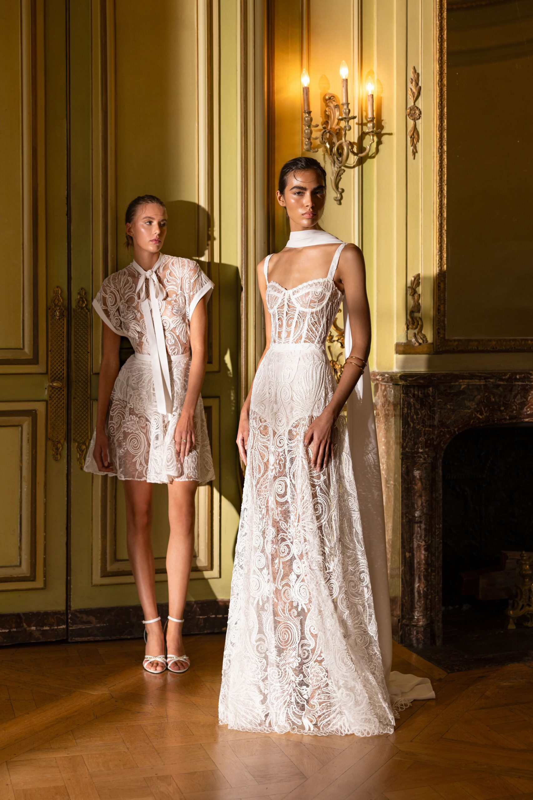 white lace maxi and mini dresses