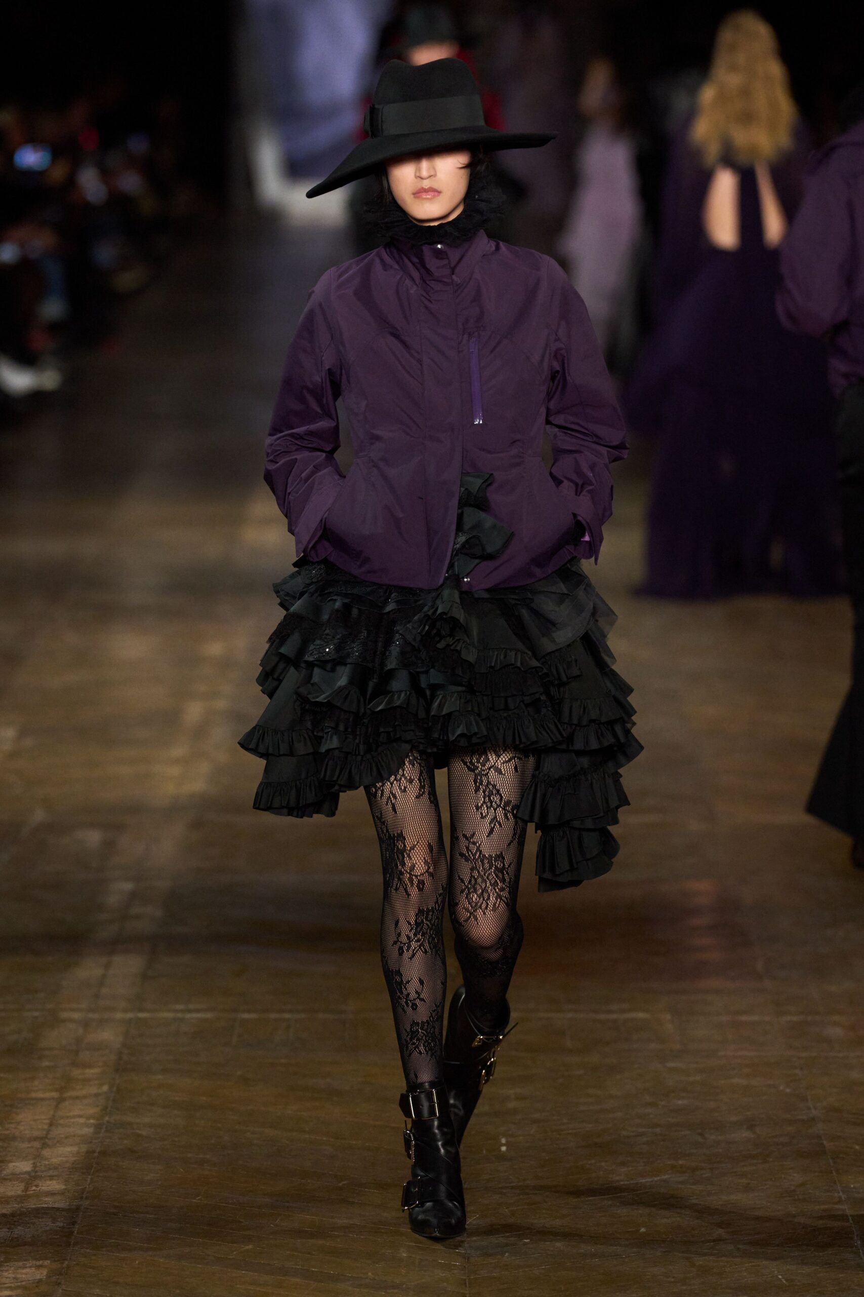 purple jersey long-sleeve collared relaxed jacket
